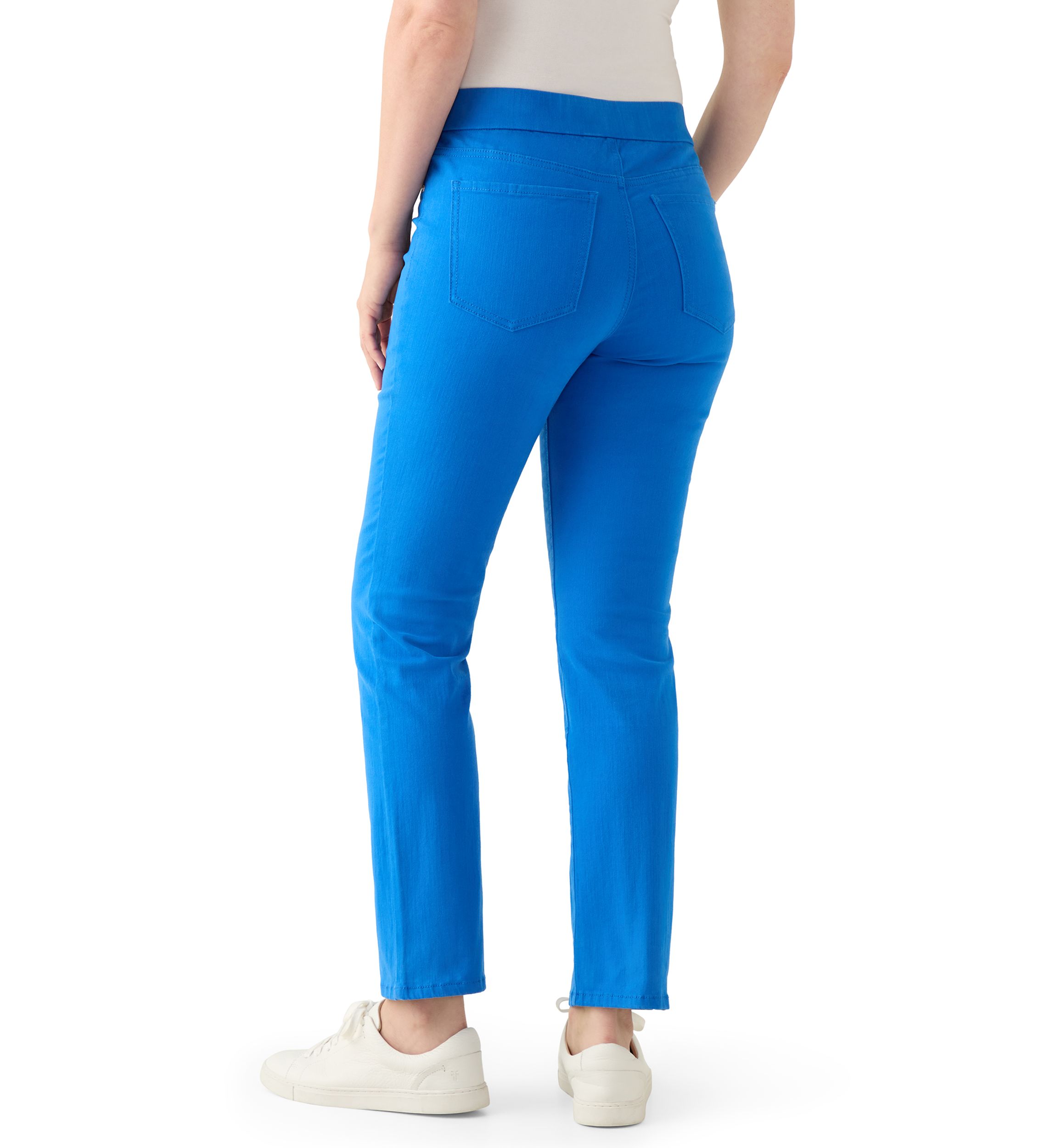 Womens Pull On Straight Leg Denim Jeans