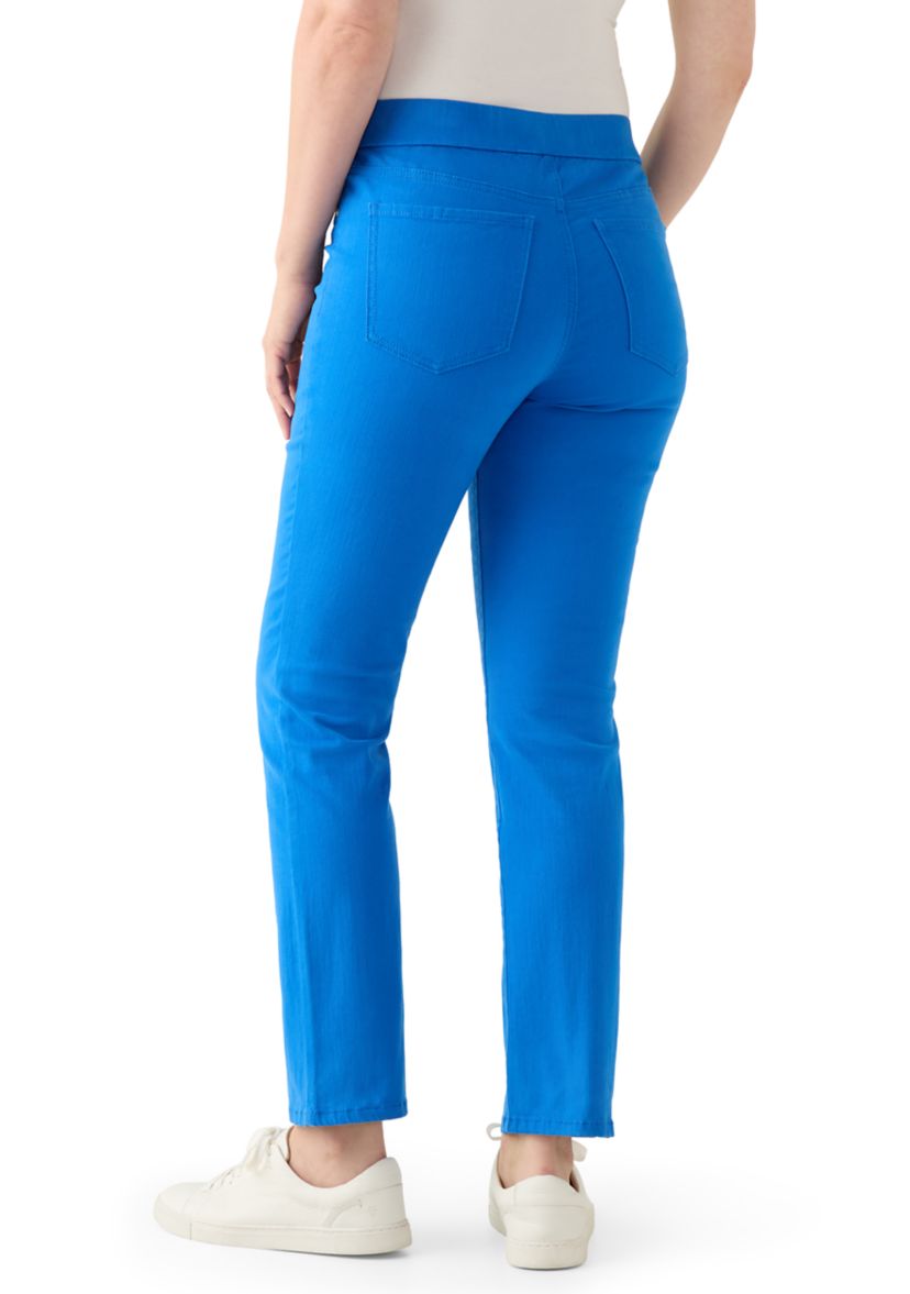 Womens Pull On Straight Leg Denim Jeans