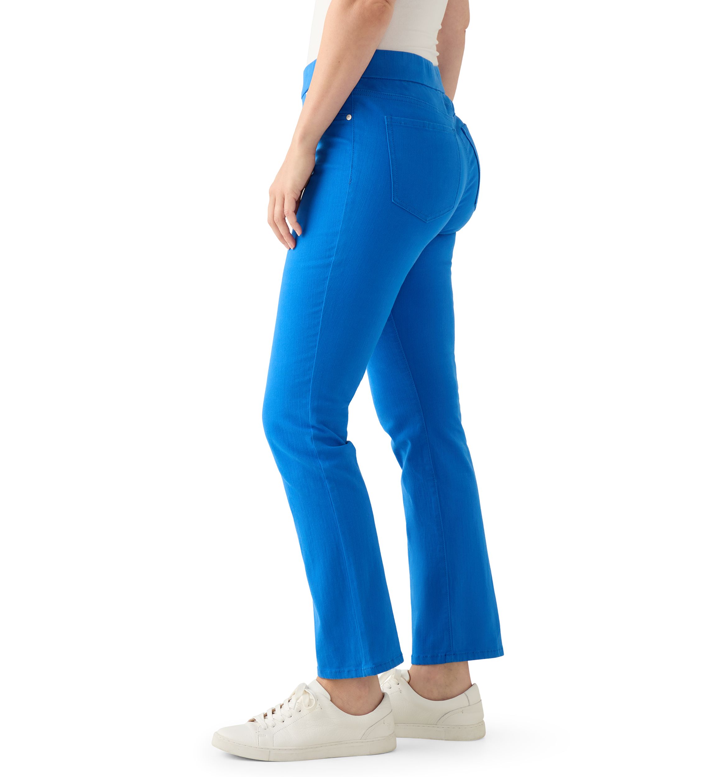 Womens Pull On Straight Leg Denim Jeans