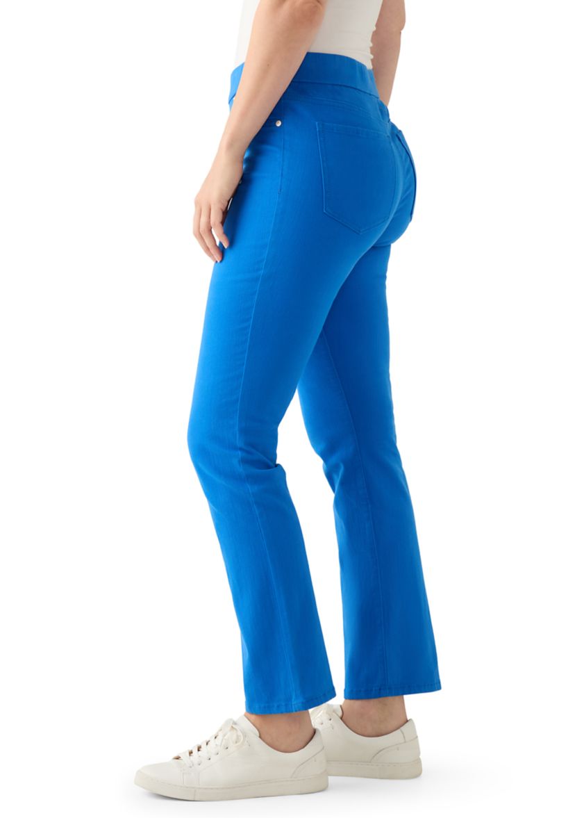 Womens Pull On Straight Leg Denim Jeans