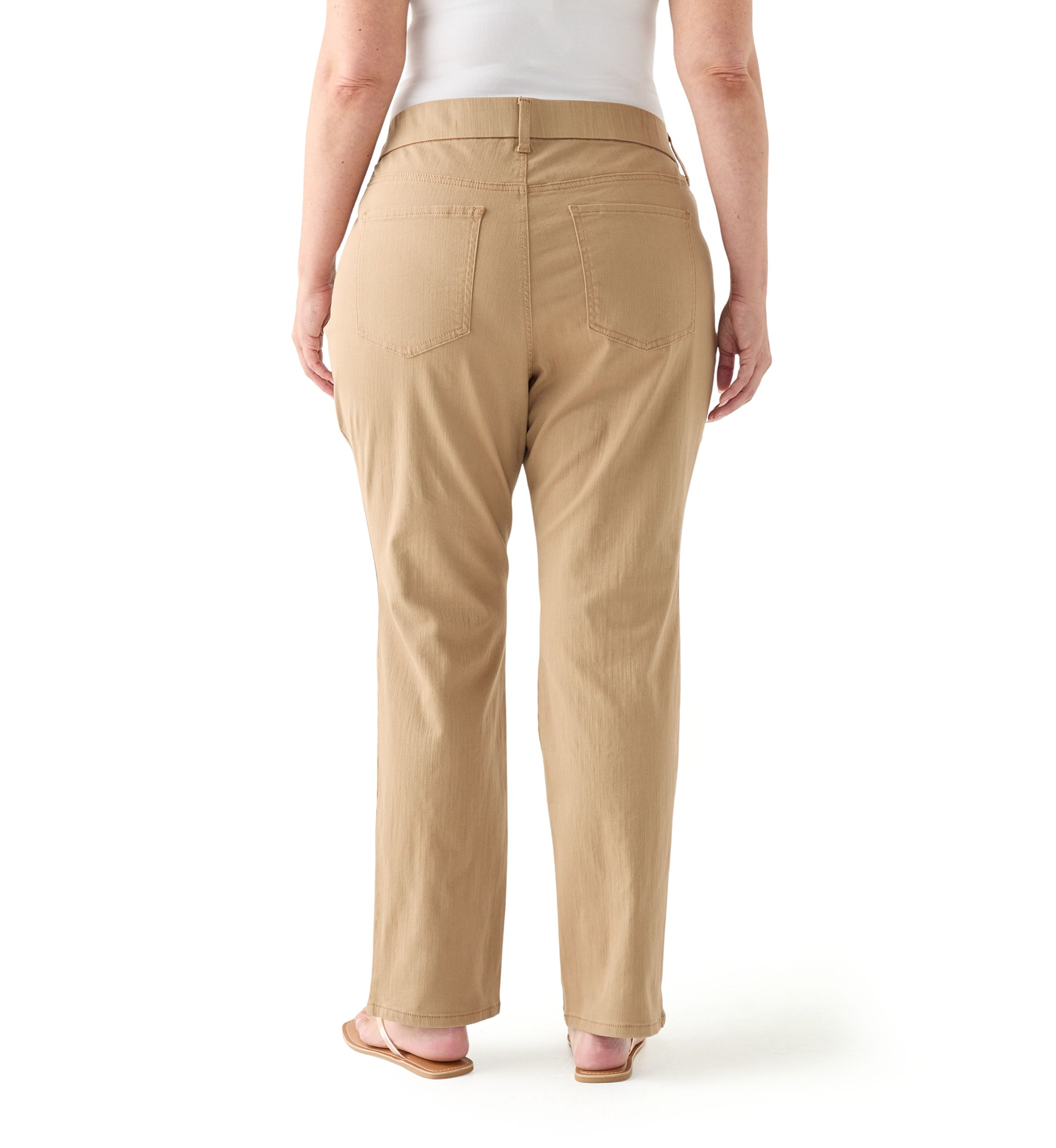 Plus Size Pull On Straight Leg Denim Pants