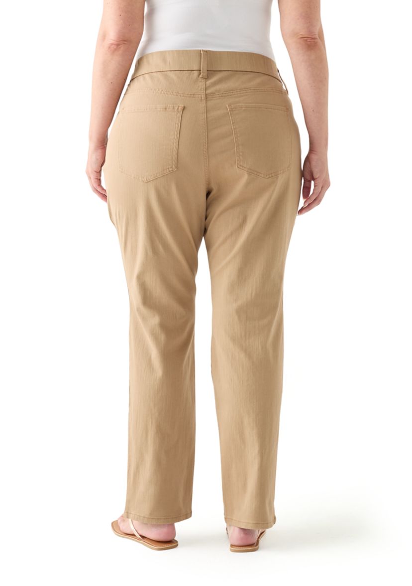 Plus Size Pull On Straight Leg Denim Pants