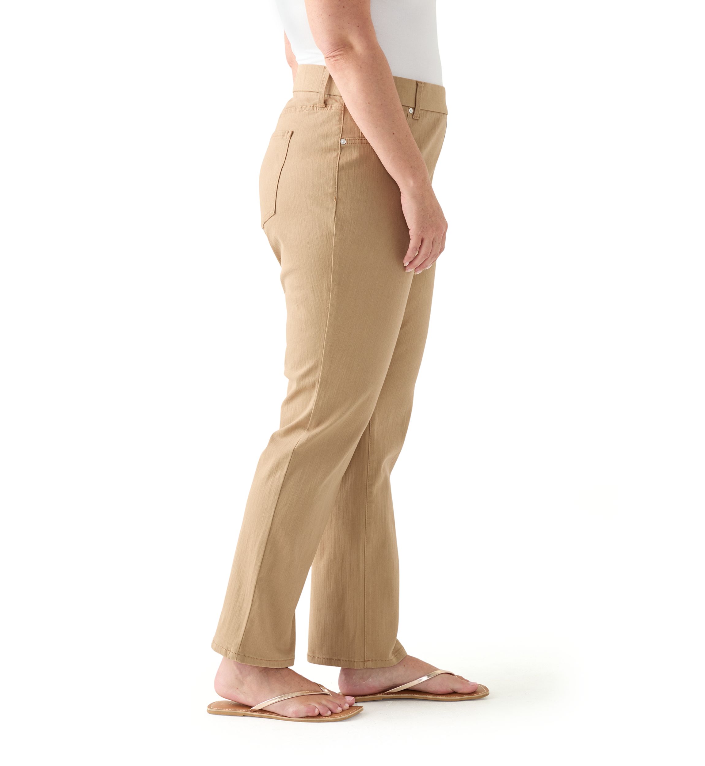 Plus Size Pull On Straight Leg Denim Pants