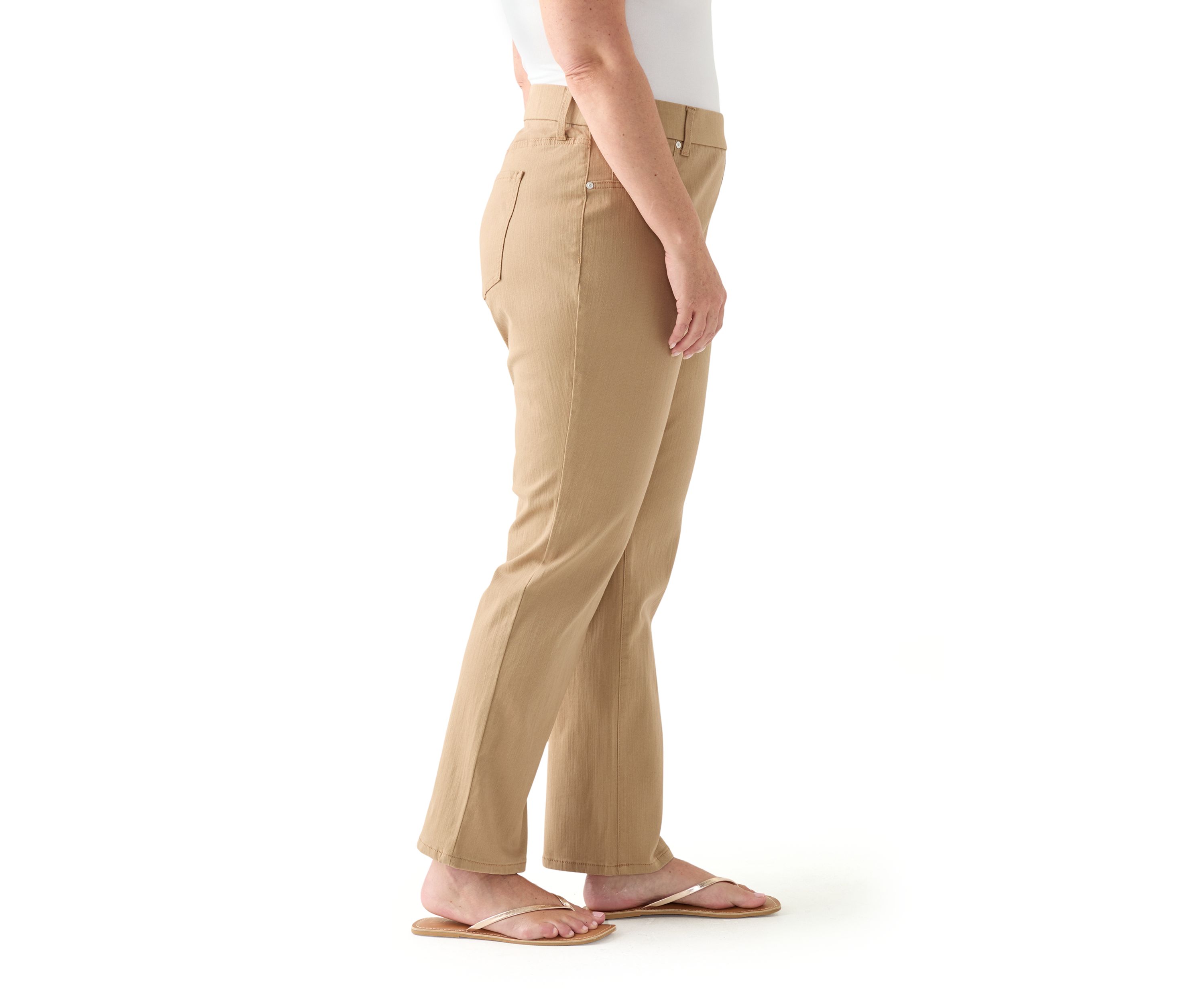 Plus Size Pull On Straight Leg Denim Pants