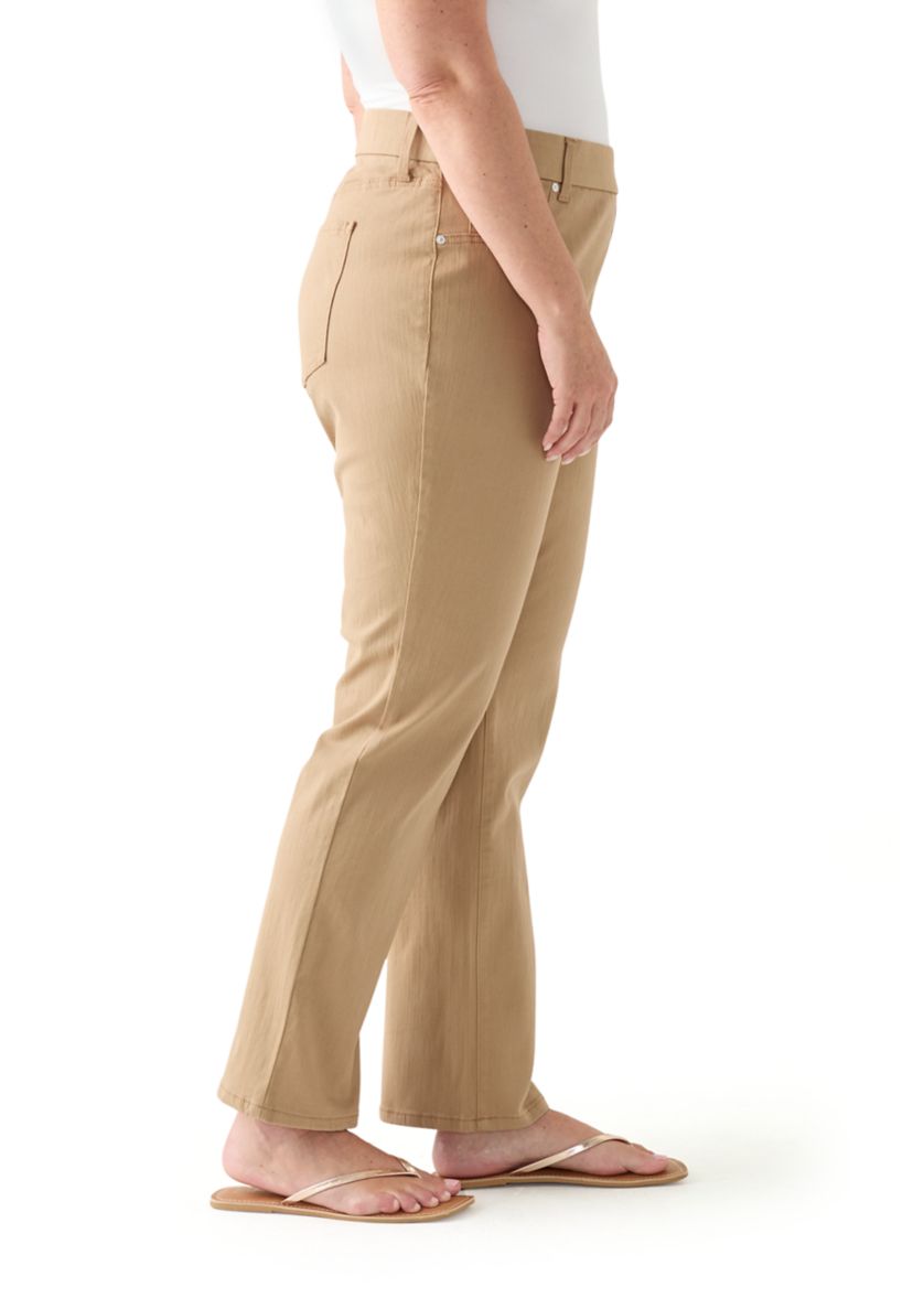 Plus Size Pull On Straight Leg Denim Pants