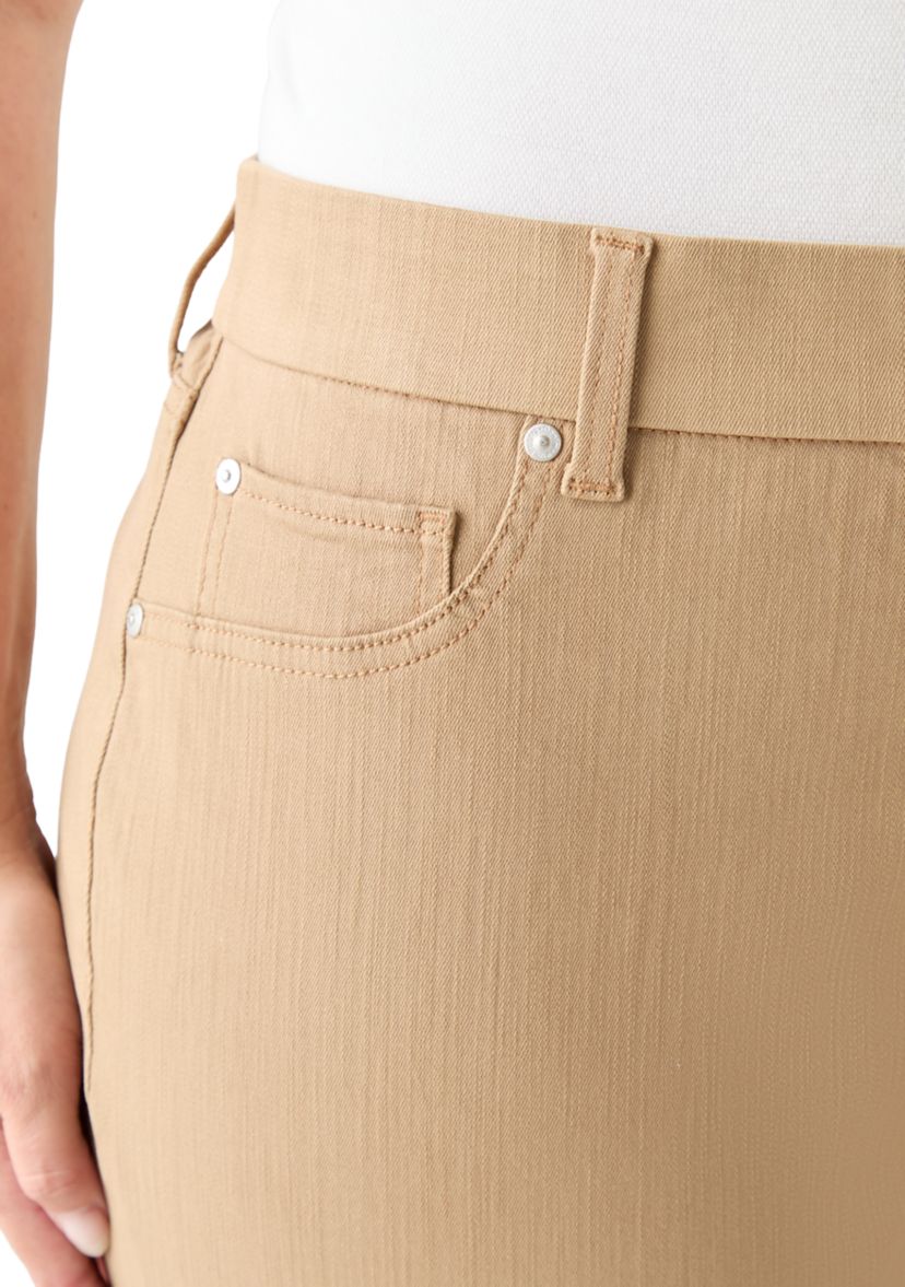 Plus Size Pull On Straight Leg Denim Pants