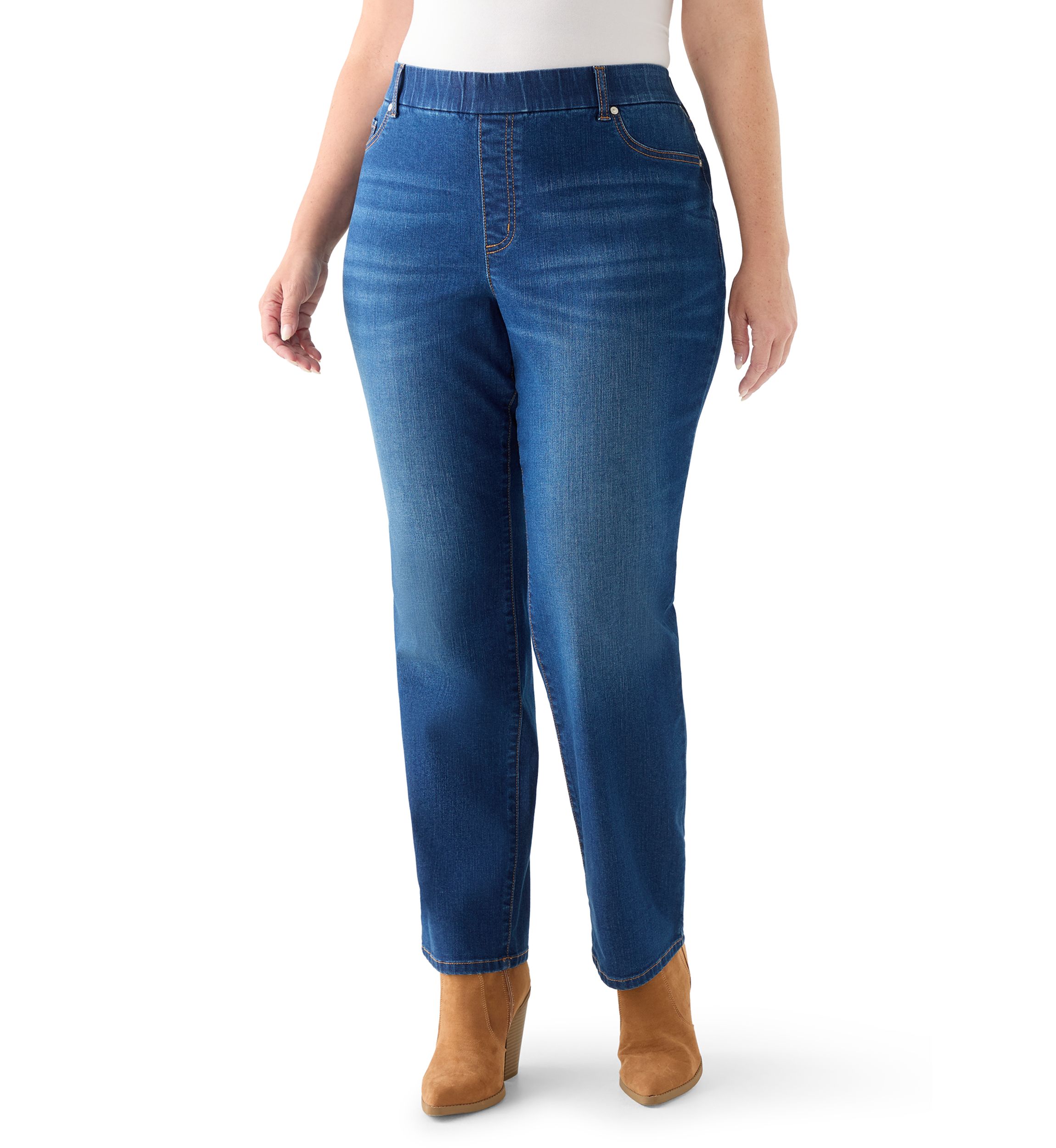  Plus Size Pull On Straight Leg Jeans