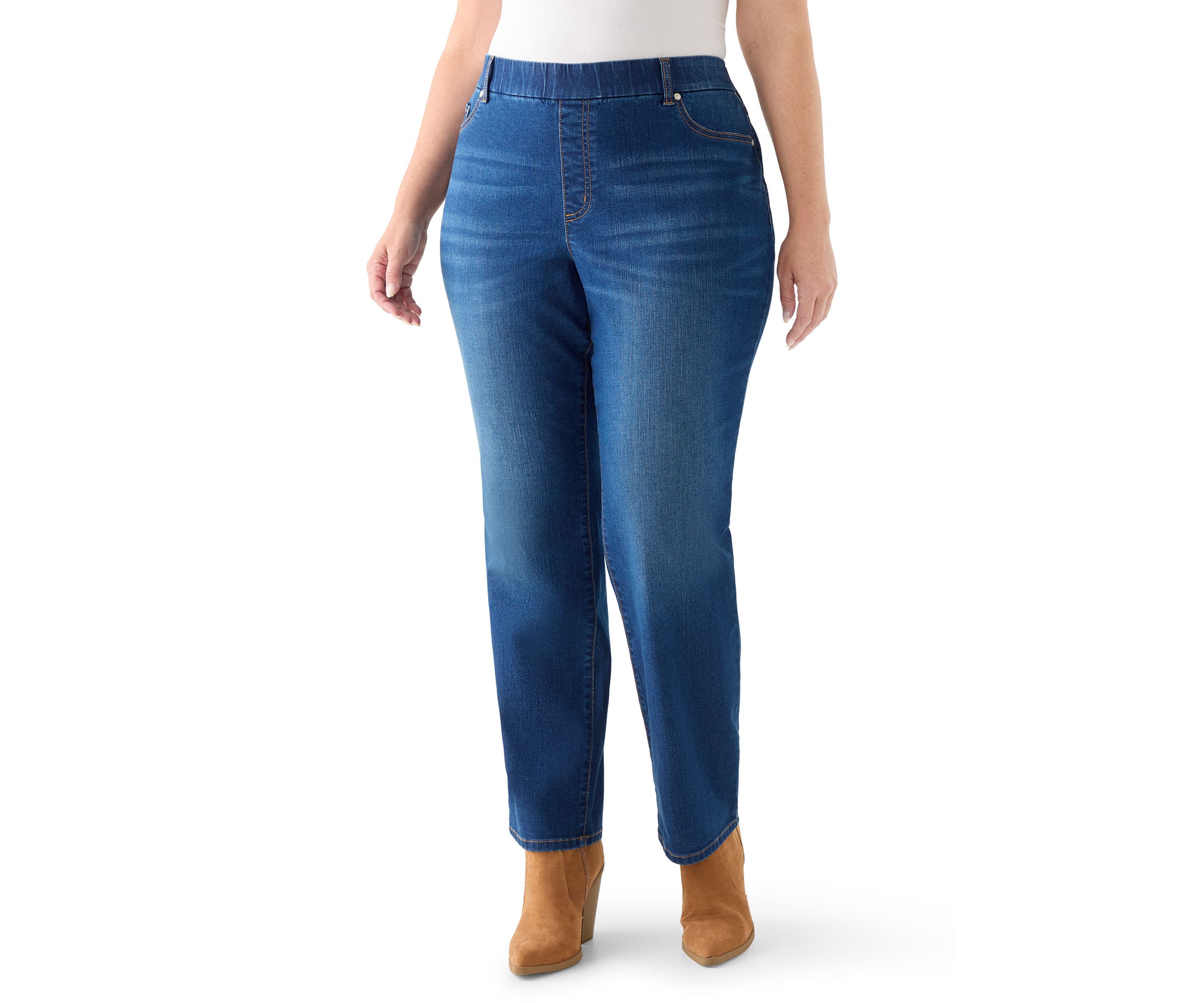  Plus Size Pull On Straight Leg Jeans