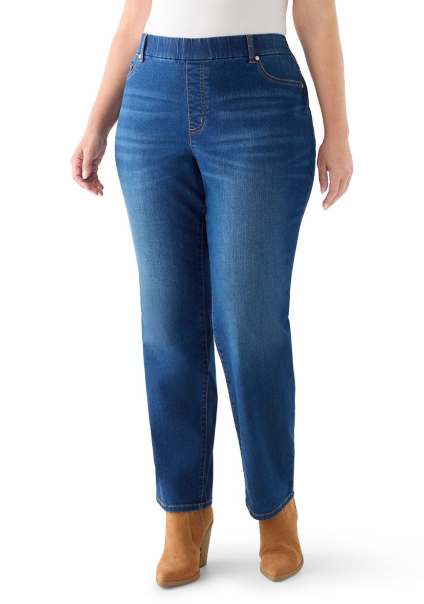  Plus Size Pull On Straight Leg Jeans