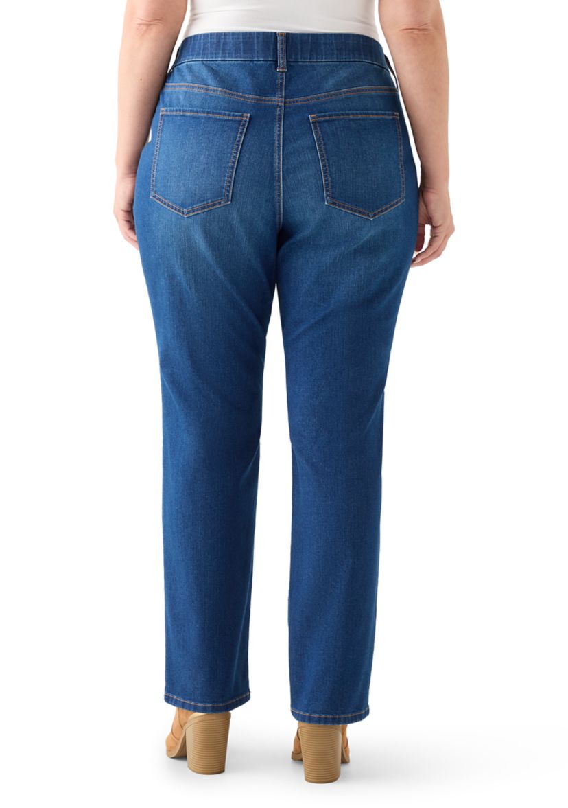  Plus Size Pull On Straight Leg Jeans
