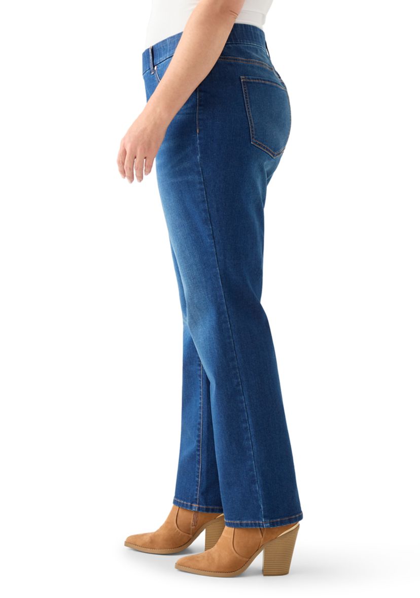 Plus Size Pull On Straight Leg Jeans