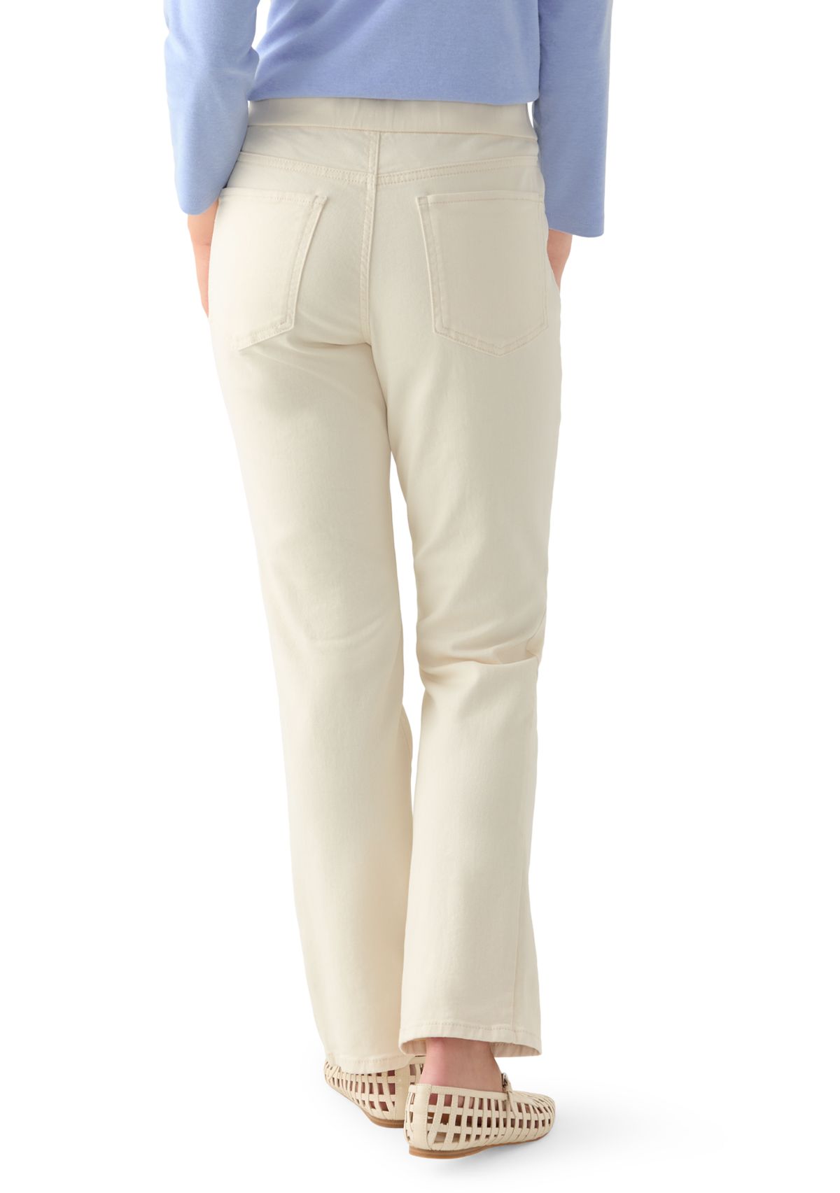 Petite Pull On Straight Leg Denim Jeans
