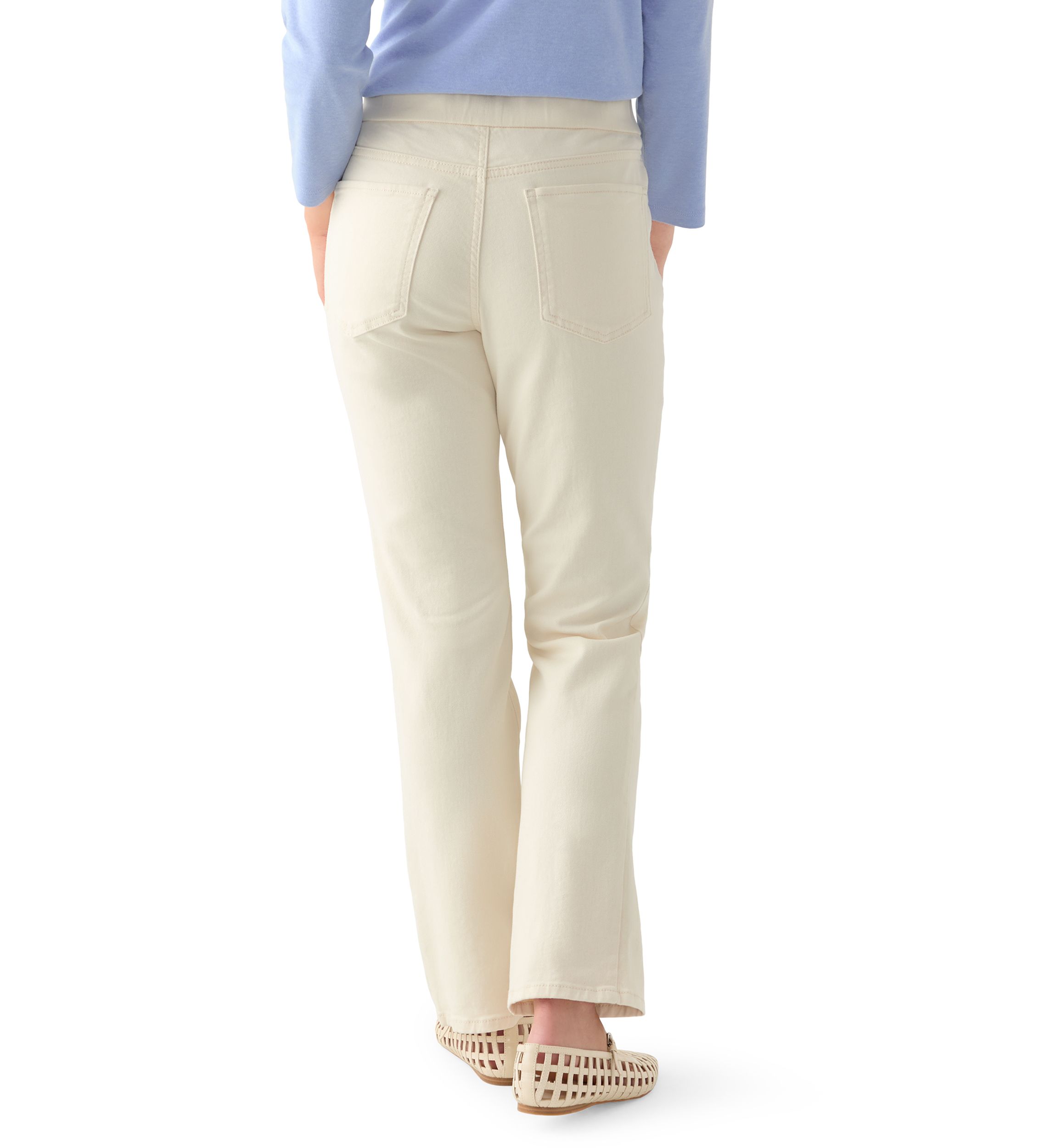Petite Pull On Straight Leg Denim Jeans