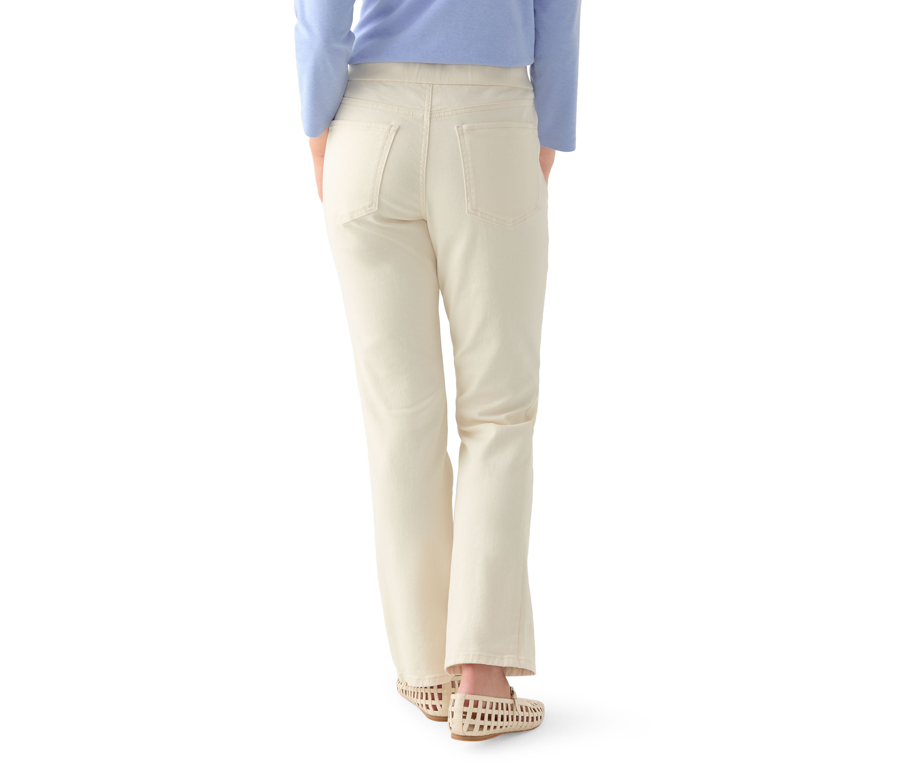 Petite Pull On Straight Leg Denim Jeans