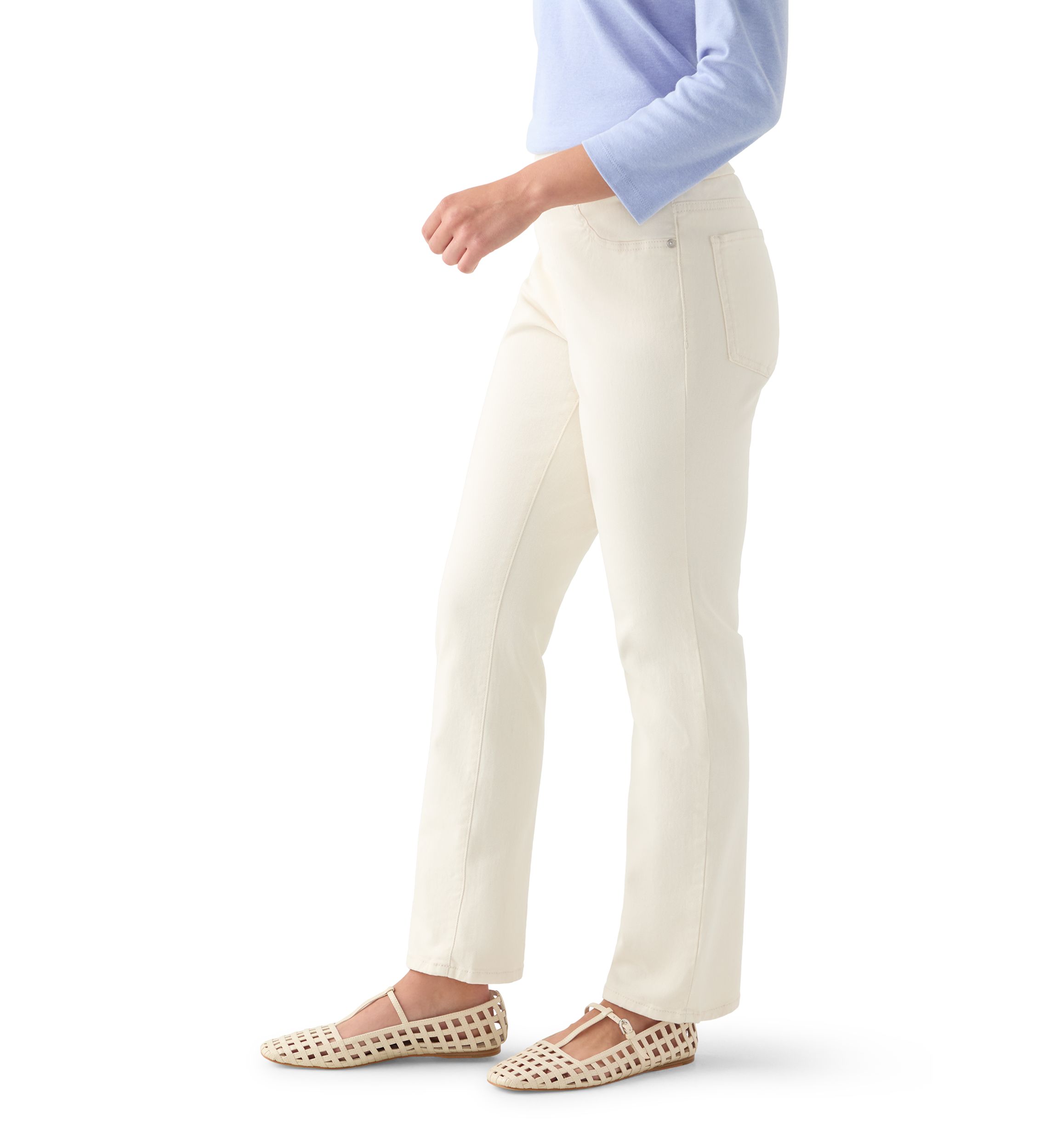 Petite Pull On Straight Leg Denim Jeans