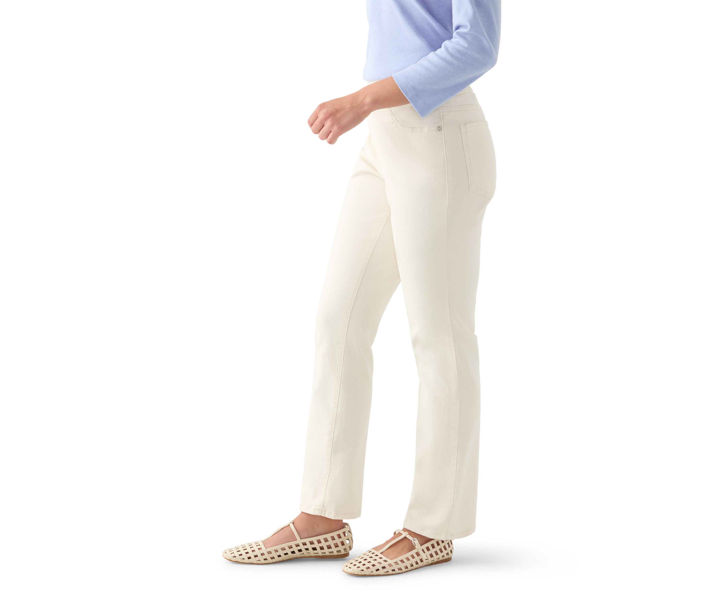 Petite Pull On Straight Leg Denim Jeans