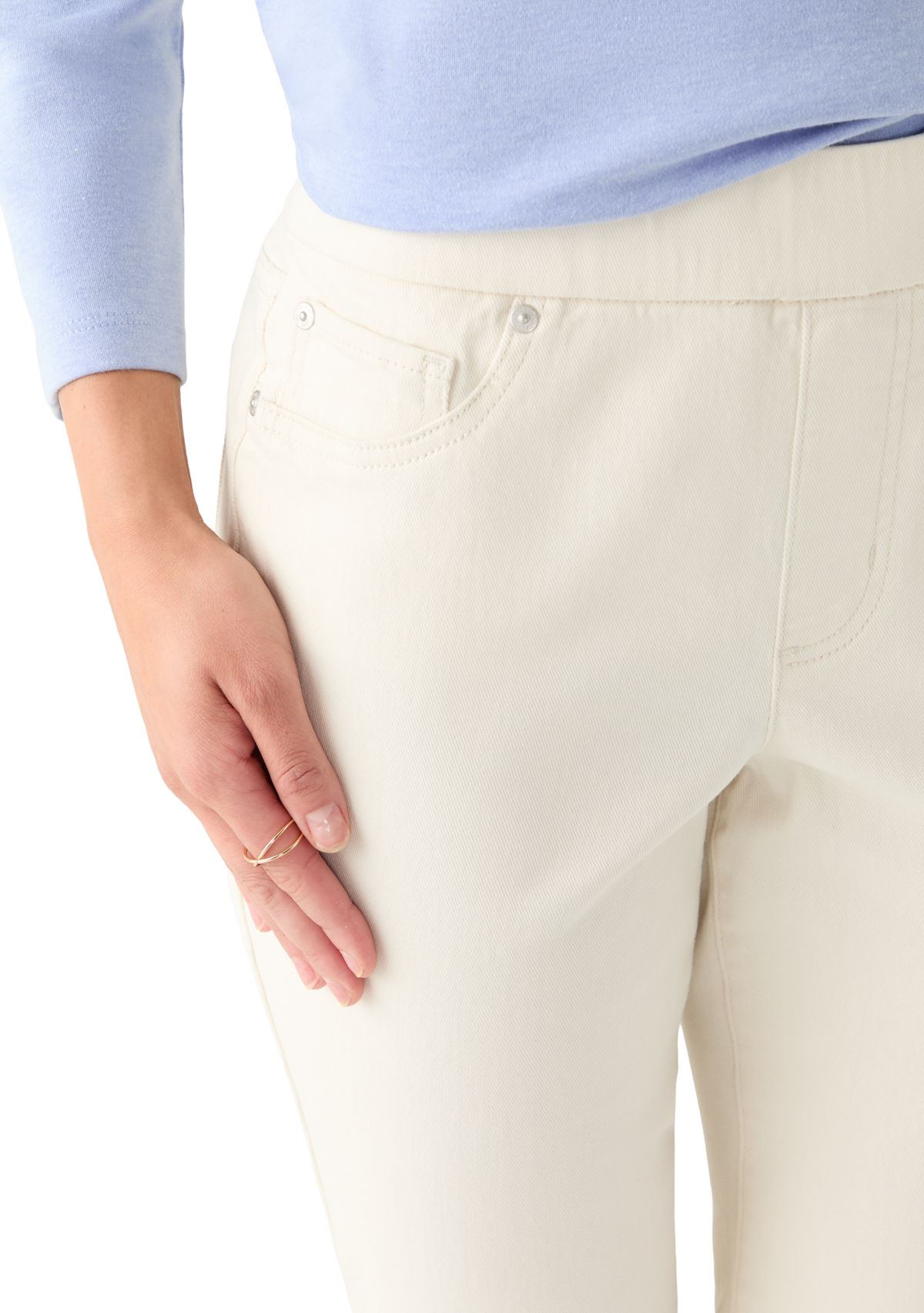 Petite Pull On Straight Leg Denim Jeans