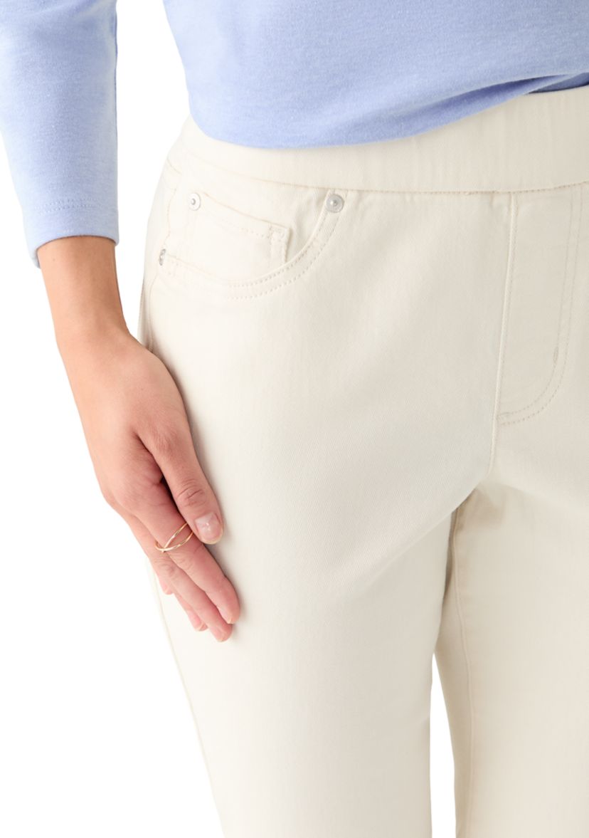 Petite Pull On Straight Leg Denim Jeans