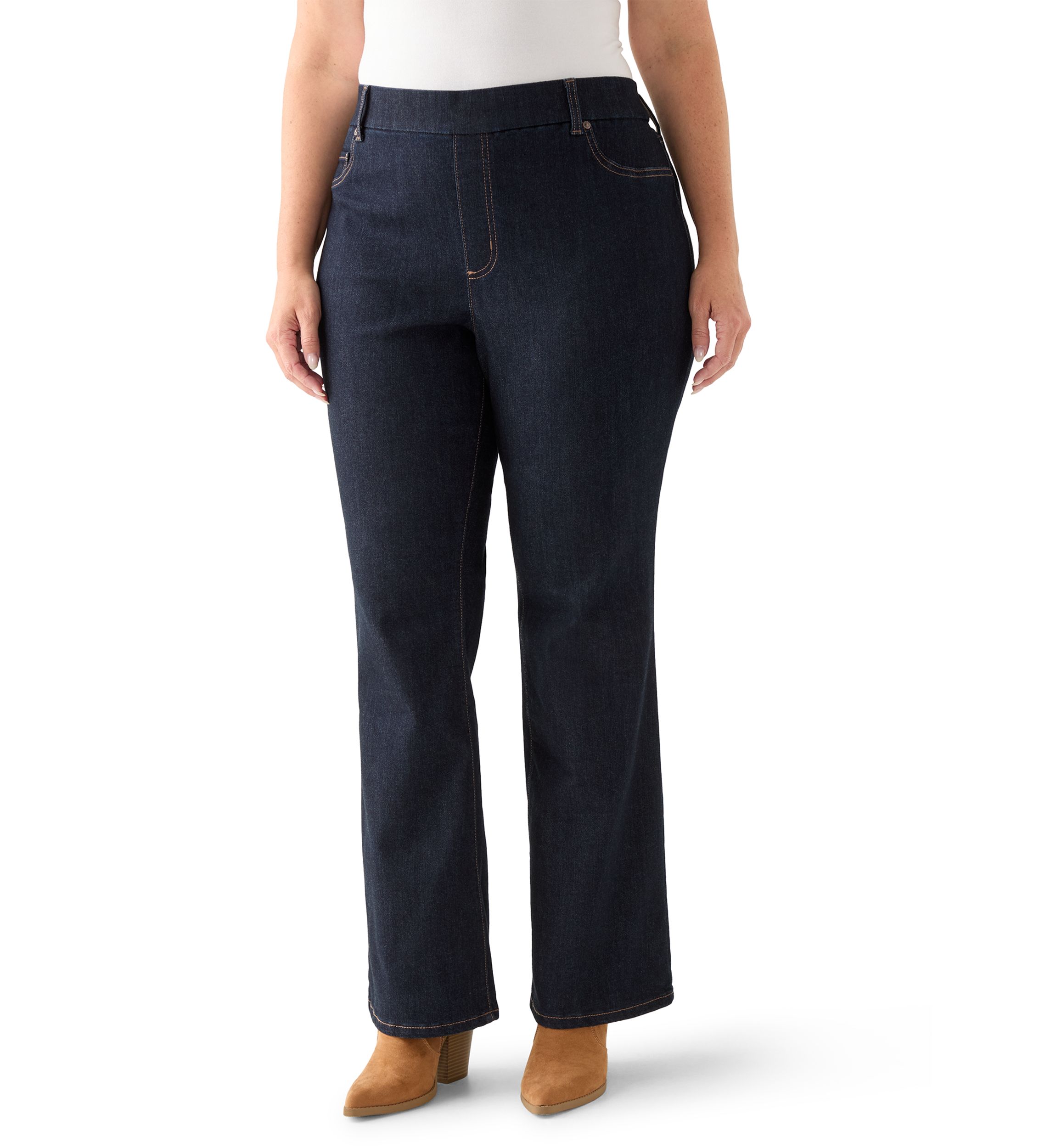 Plus Size Pull On Bootcut Jeans
