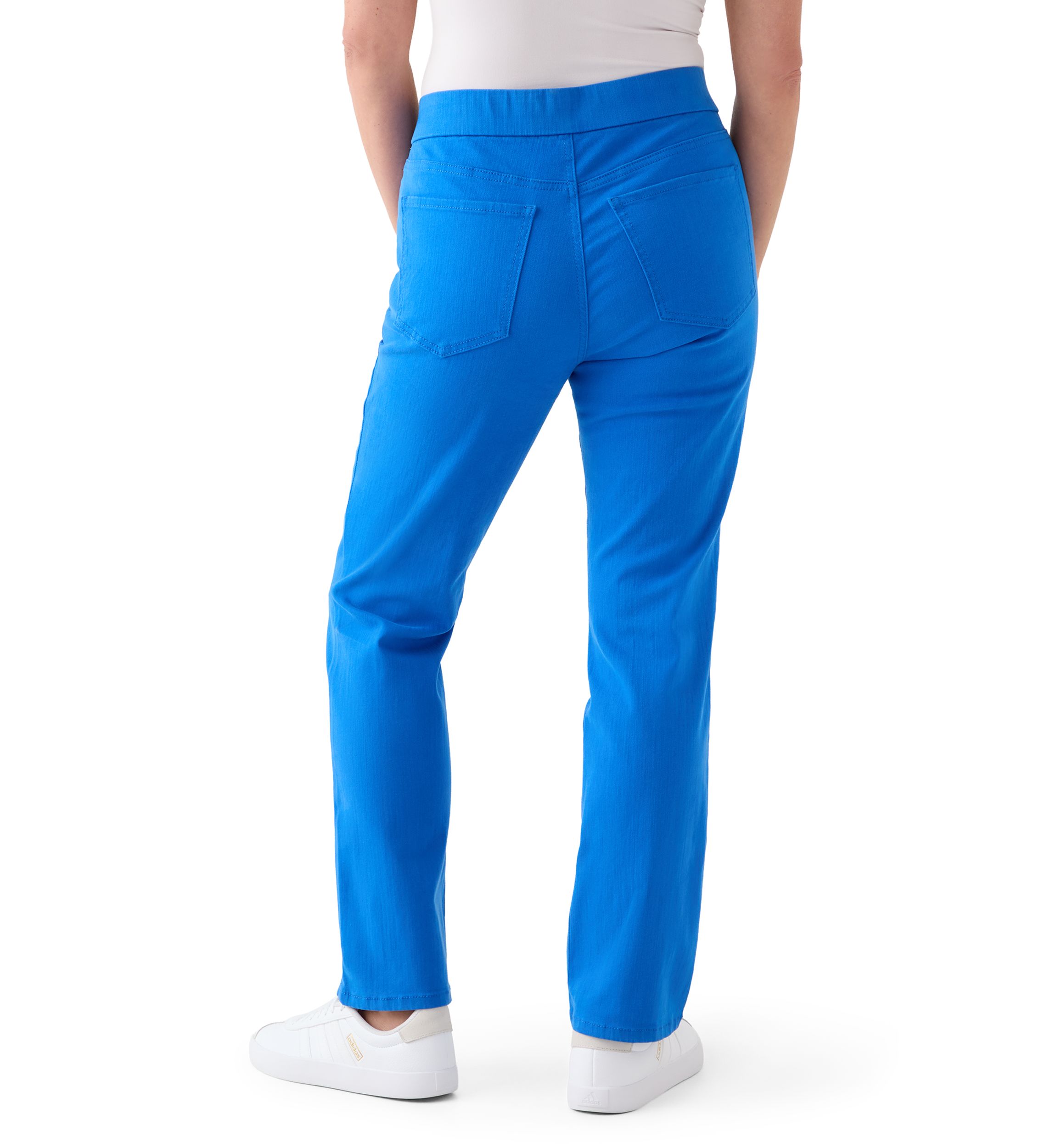 Petite Pull On Straight Leg Pants Denim Jeans