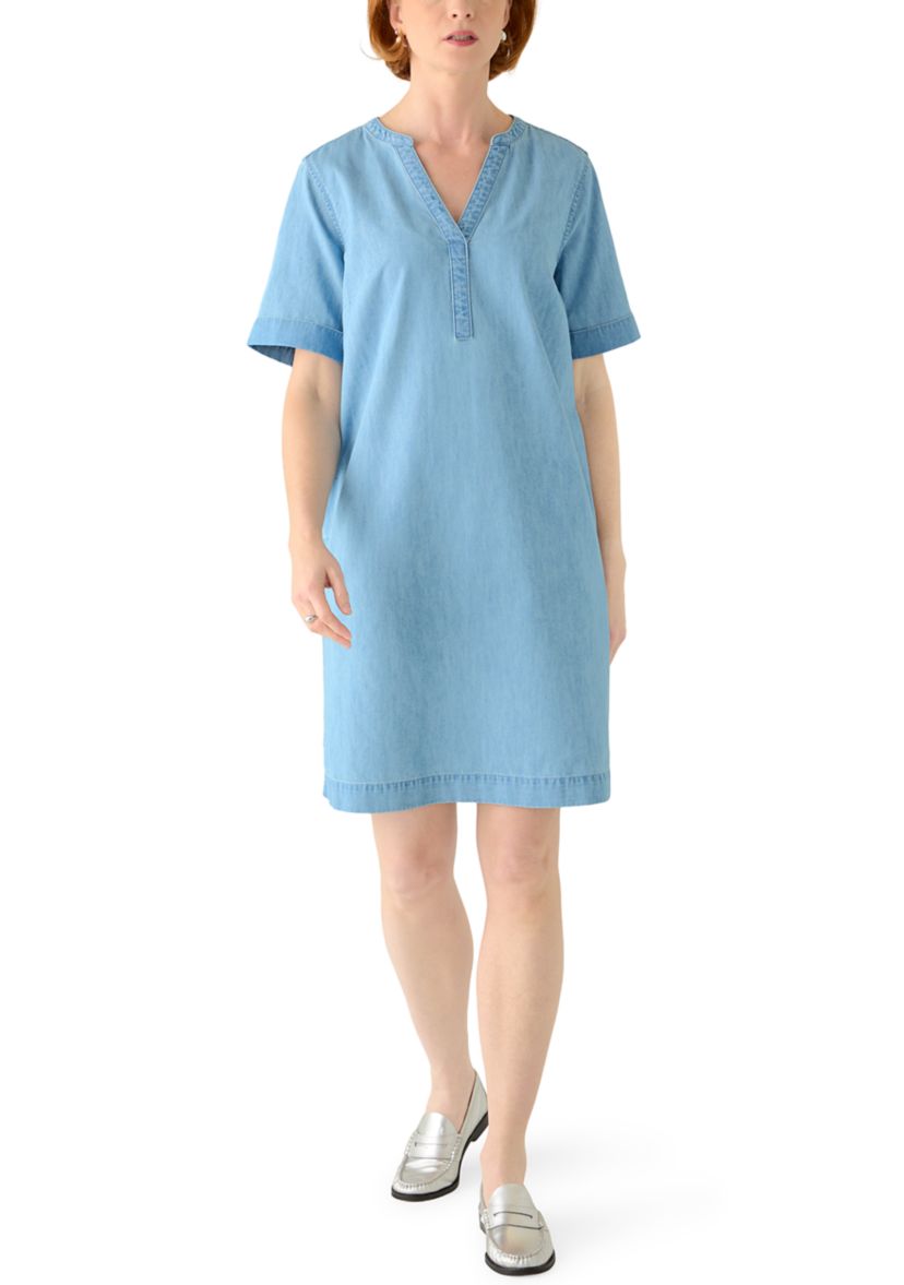 Kim Rogers Women's Short Sleeve Denim Dress, Small, Cotton