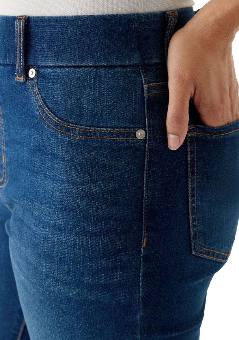 Kim Rogers® Petite Straight Leg Cuffed Ankle Jeans | Belk