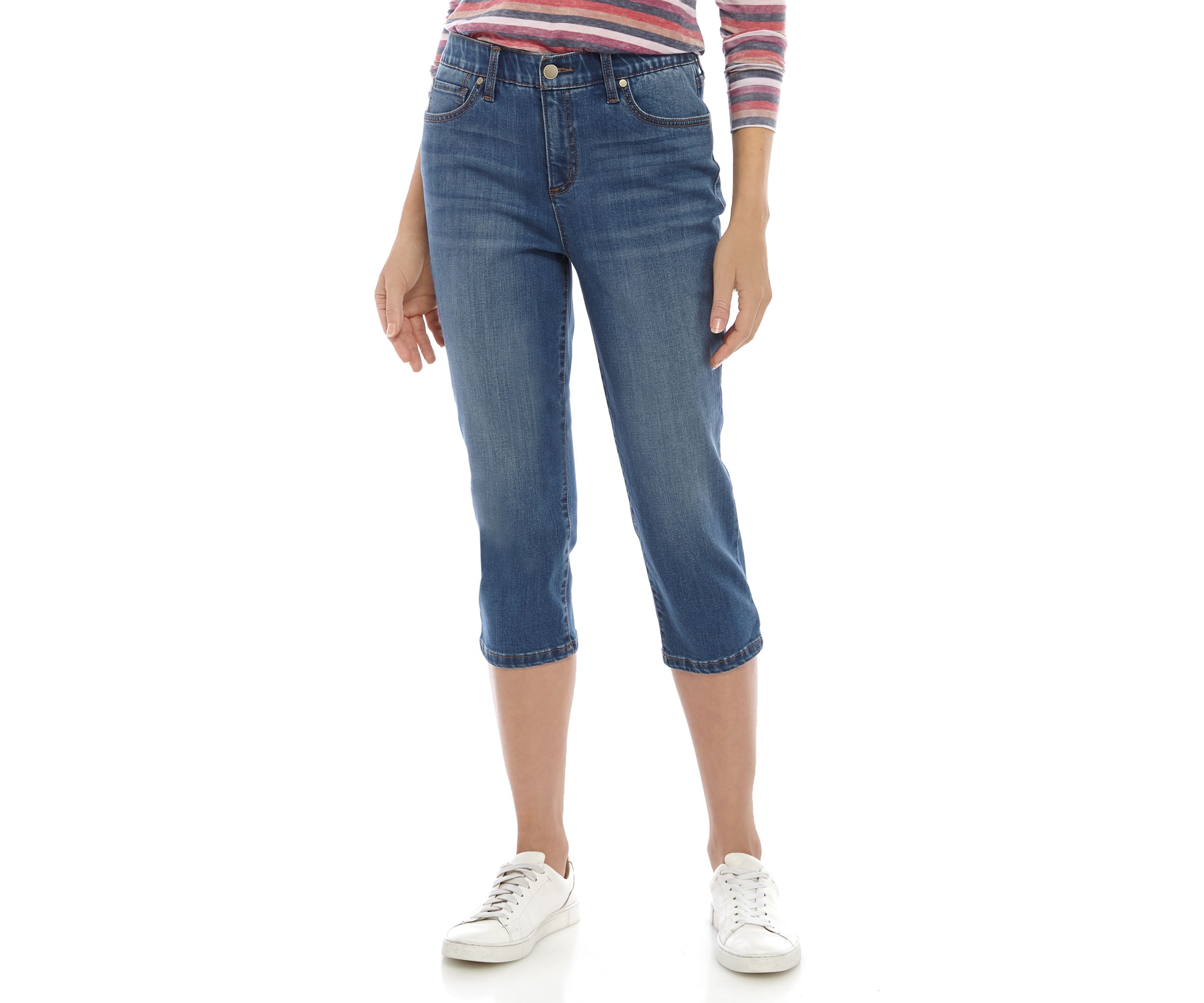 Womens 5 Pocket Denim Capri Pants 