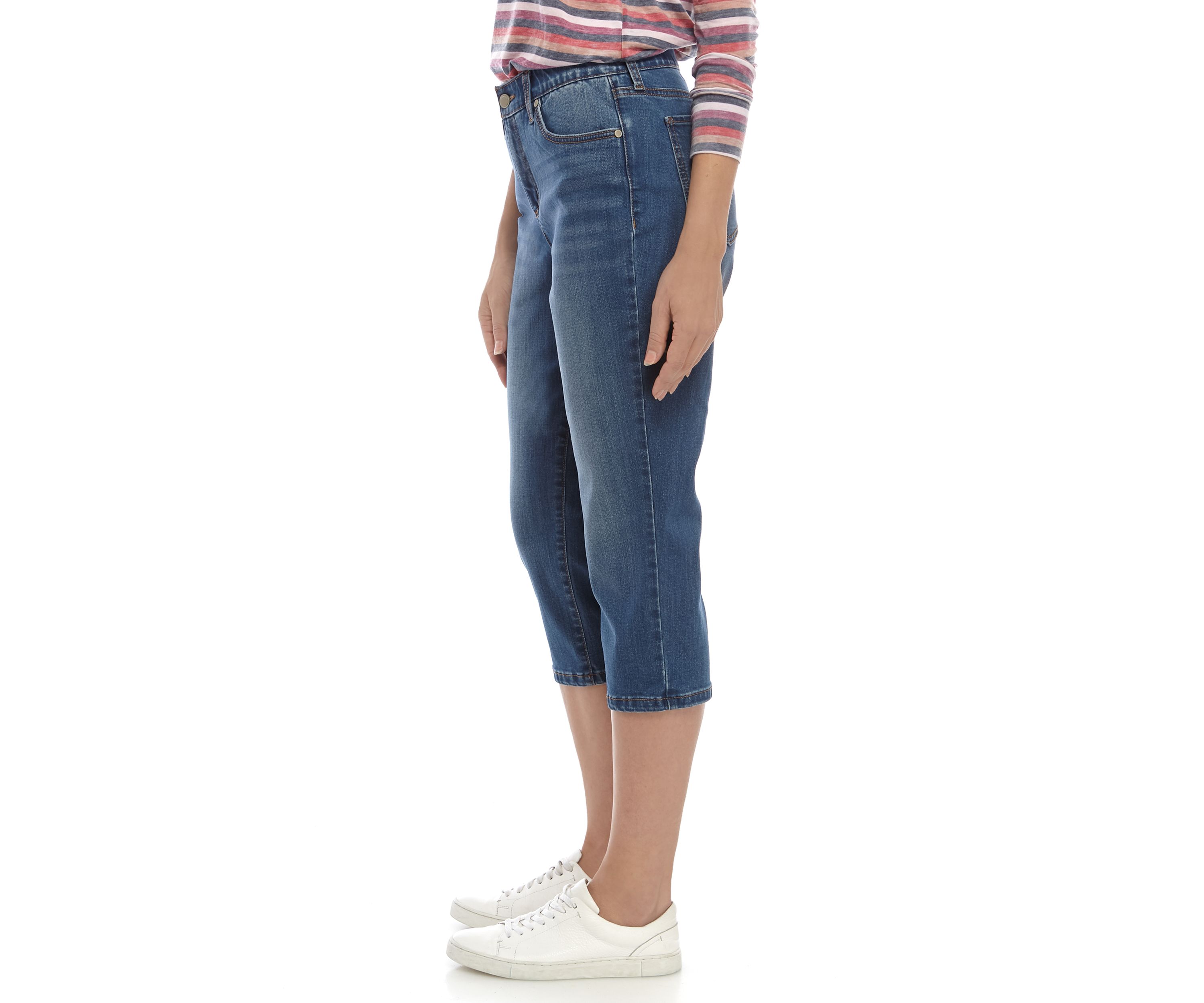 Womens 5 Pocket Denim Capri Pants 