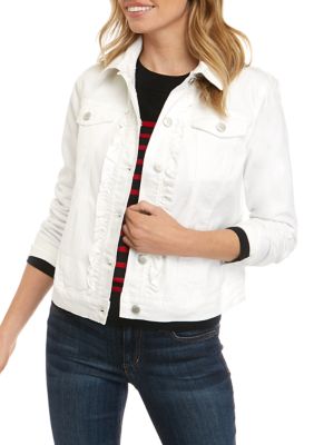 Kim Rogers® Petite Ruffle Denim Jacket | belk