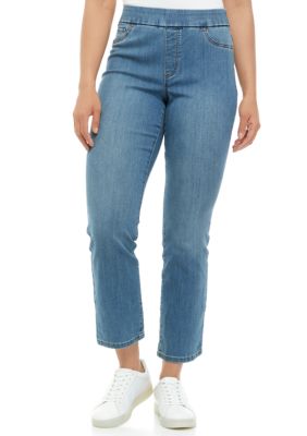 Kim Rogers Pull-On Denim Sangria Straight Tummy Control Stretch