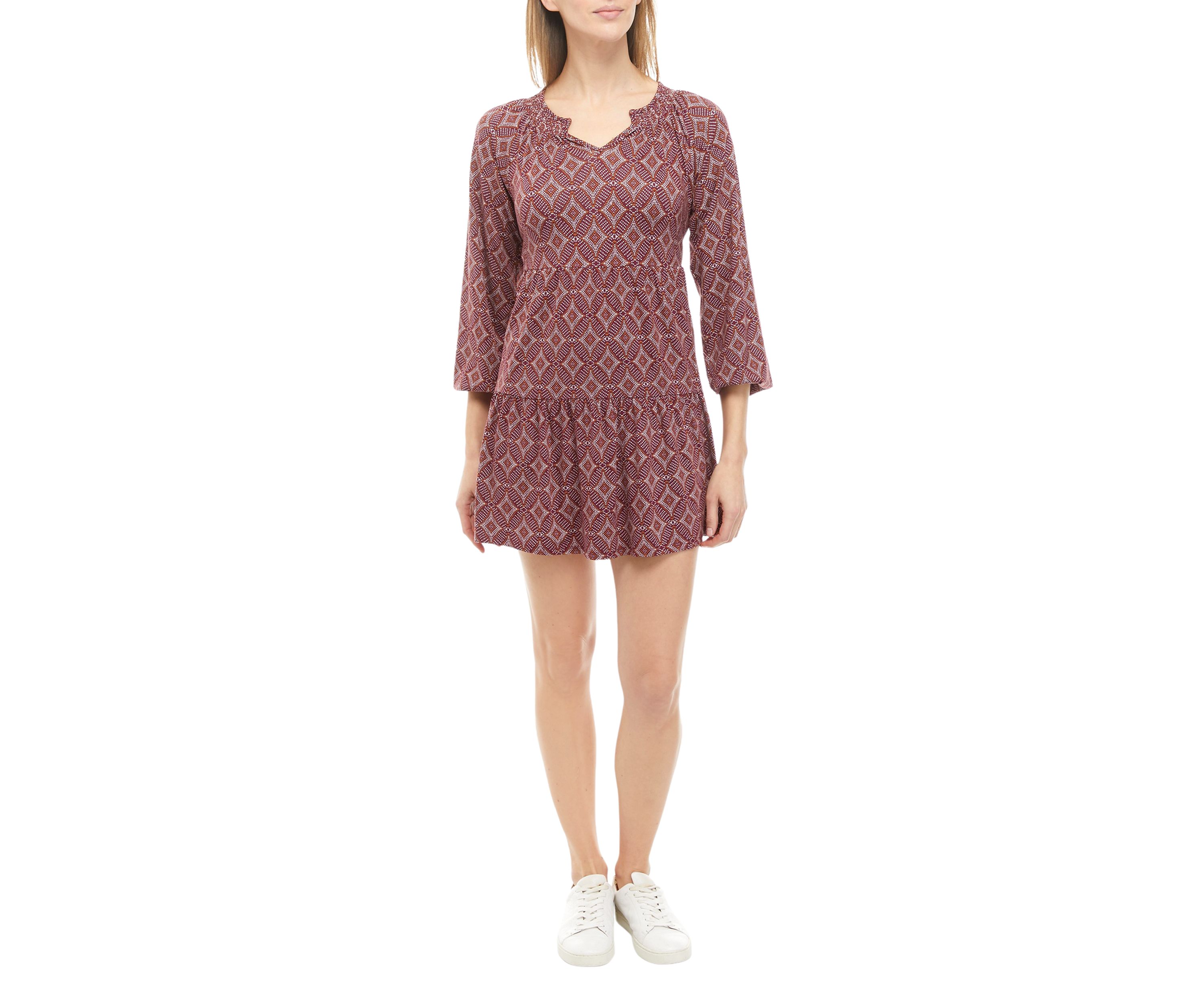 Womens Long Sleeve Tiered Julianna Crepe Dress