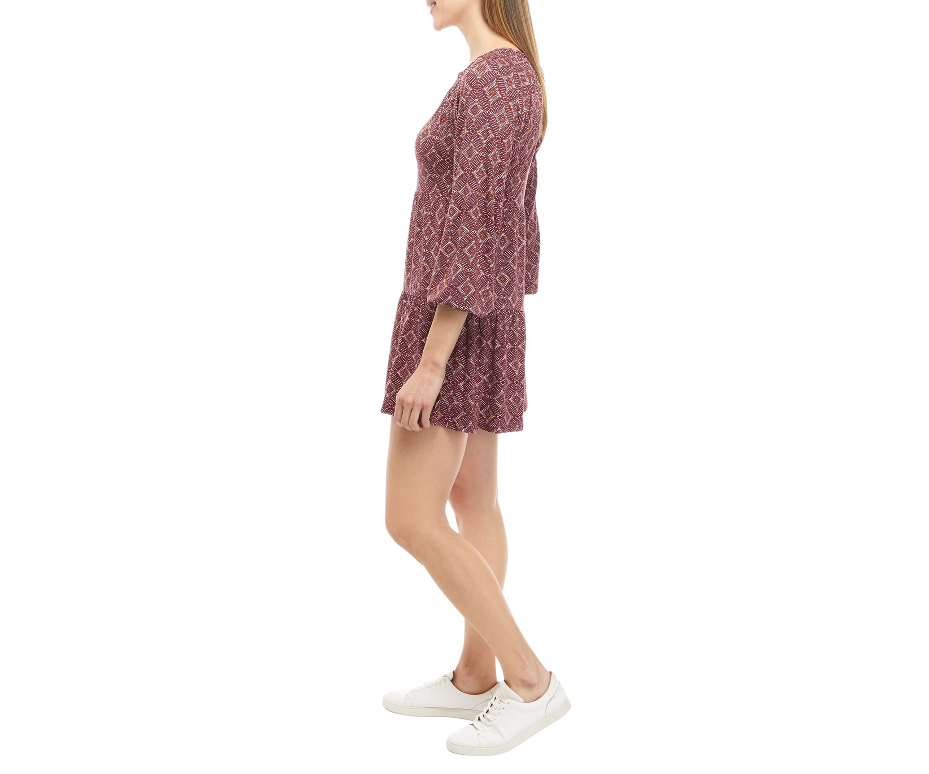 Womens Long Sleeve Tiered Julianna Crepe Dress