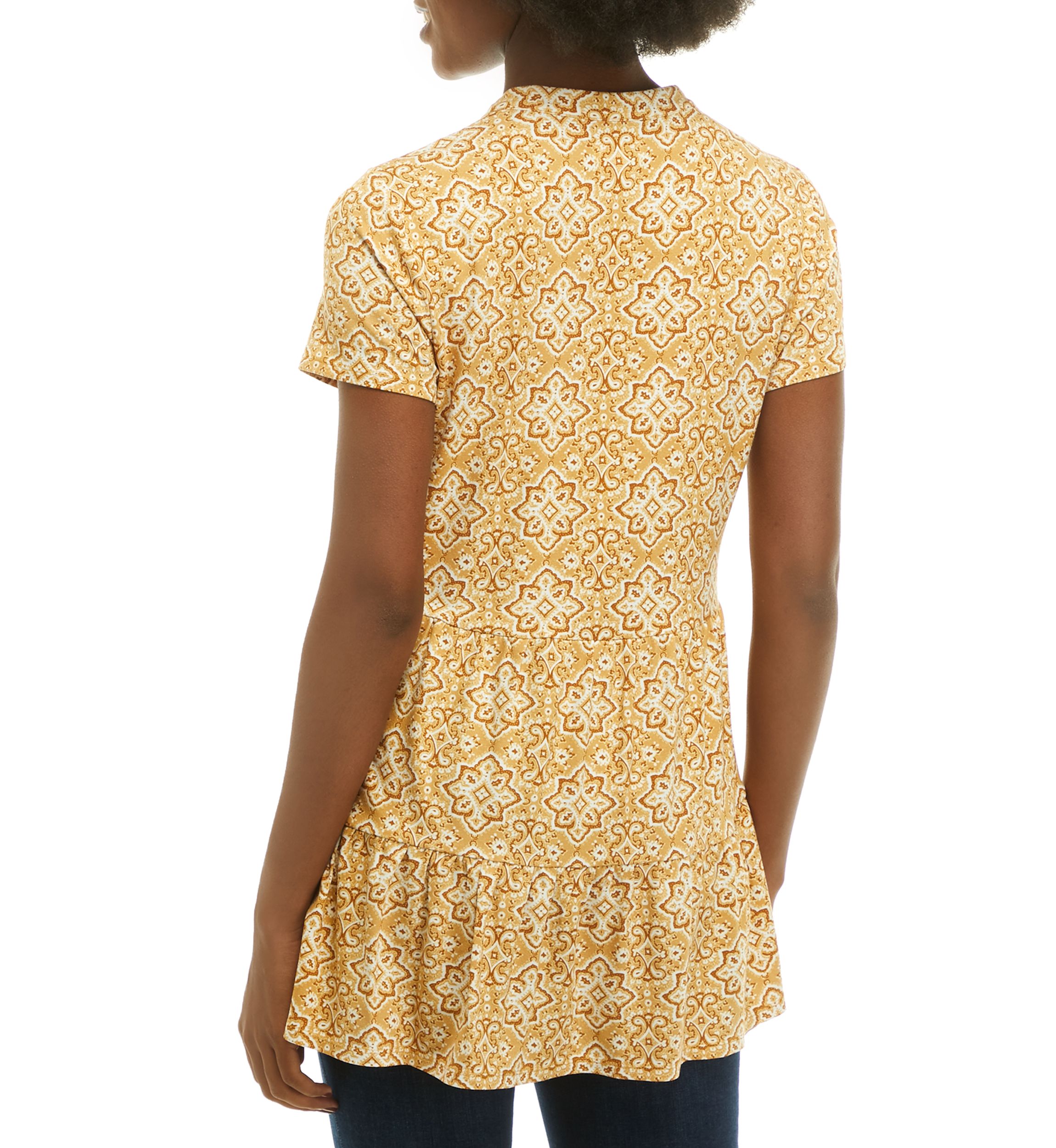 Womens Short Sleeve Tiered Julianna Crepe Tunic			