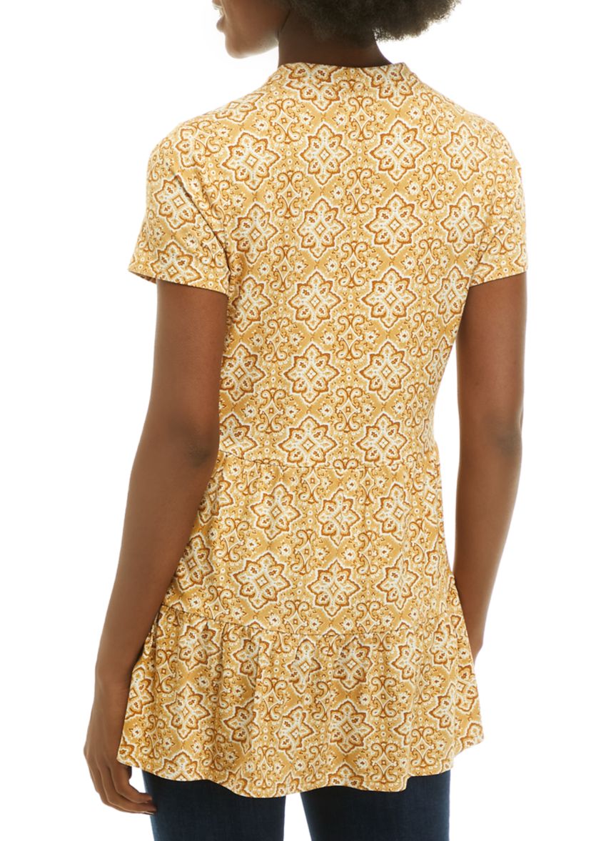 Womens Short Sleeve Tiered Julianna Crepe Tunic			