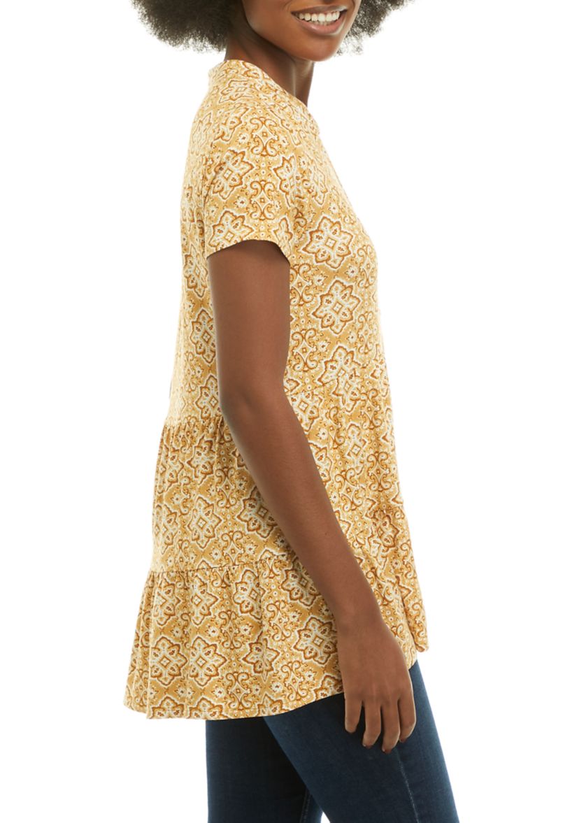 Womens Short Sleeve Tiered Julianna Crepe Tunic			