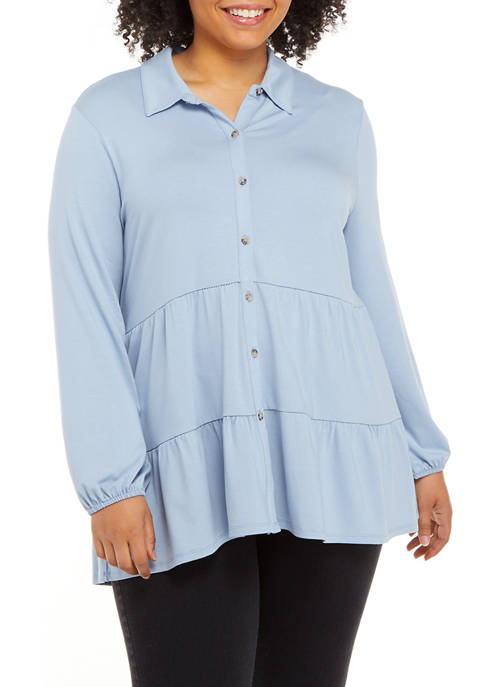 Plus Size Crepe Tiered Tunic Top