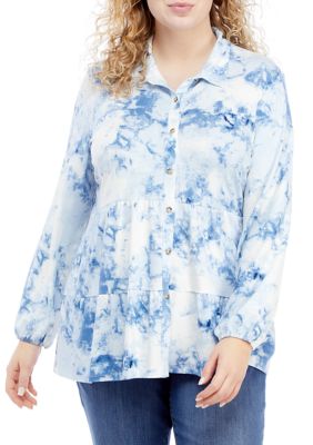 New Directions® Women's Plus Size Crepe Tiered Blouse