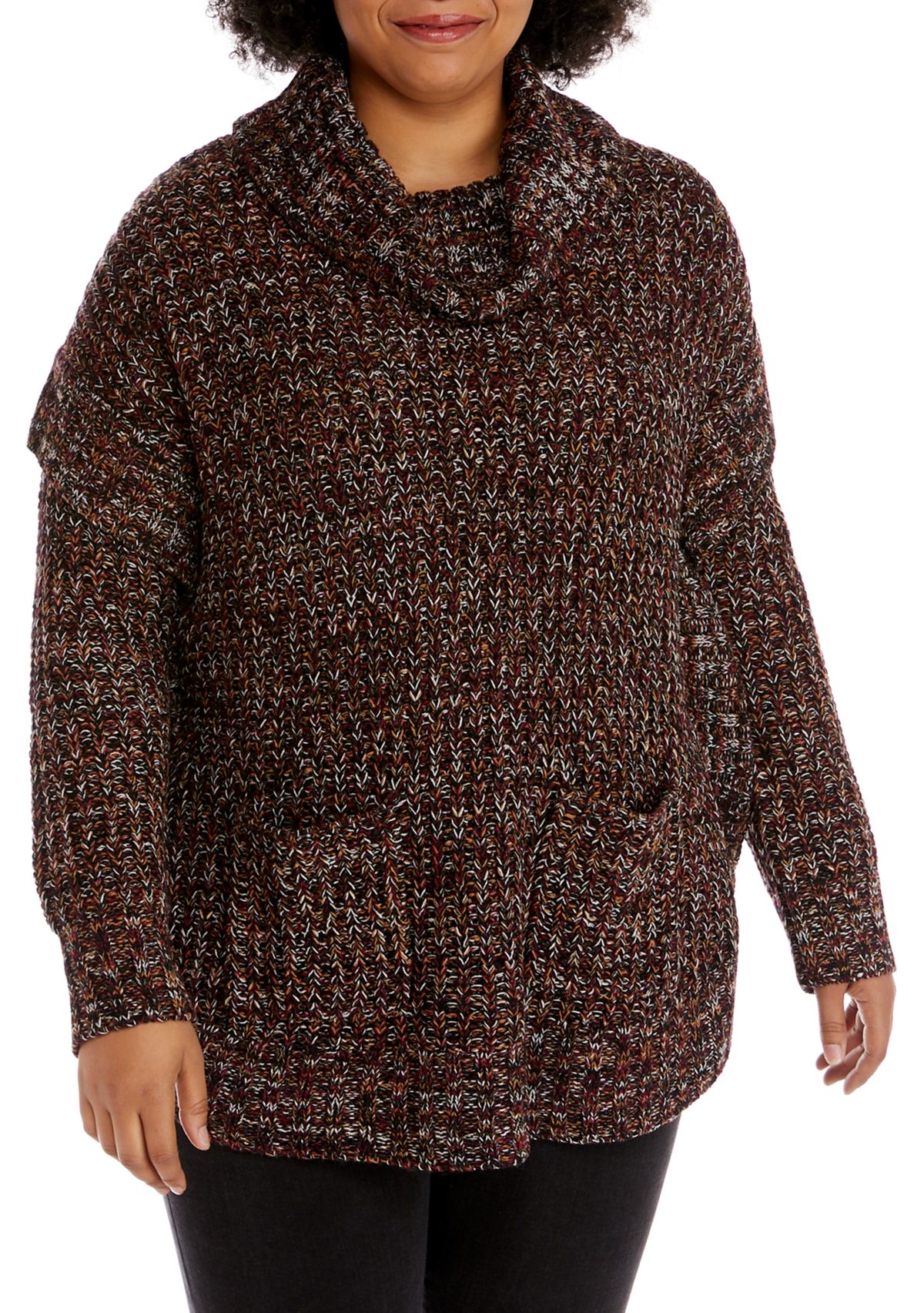 Plus Size Round Hem Marled Tunic 