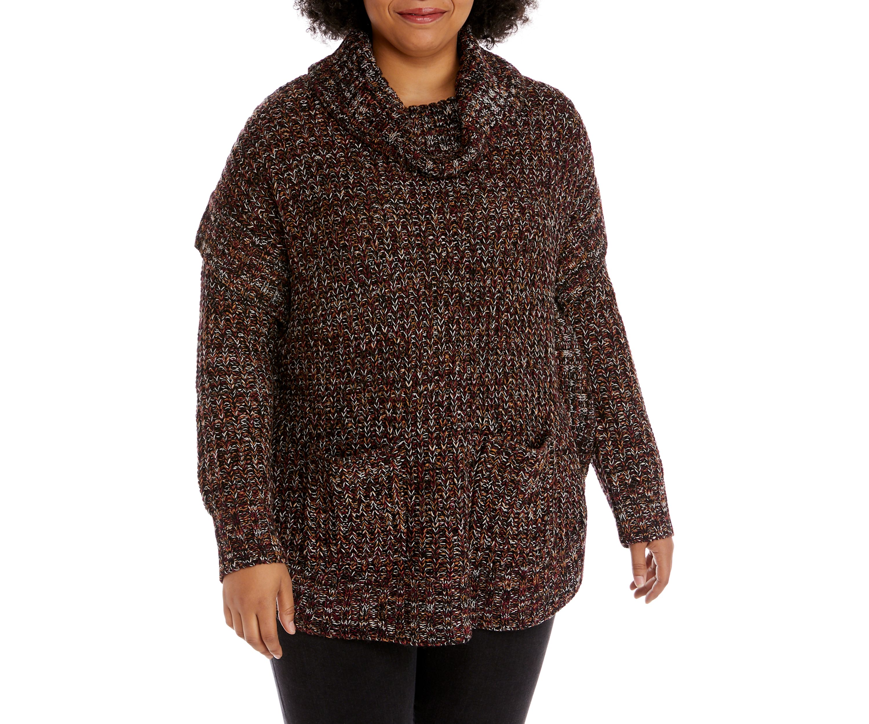 Plus Size Round Hem Marled Tunic 