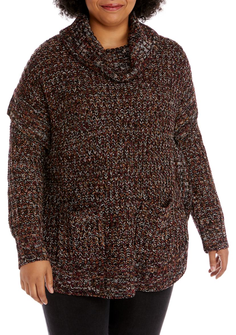 Plus Size Round Hem Marled Tunic 