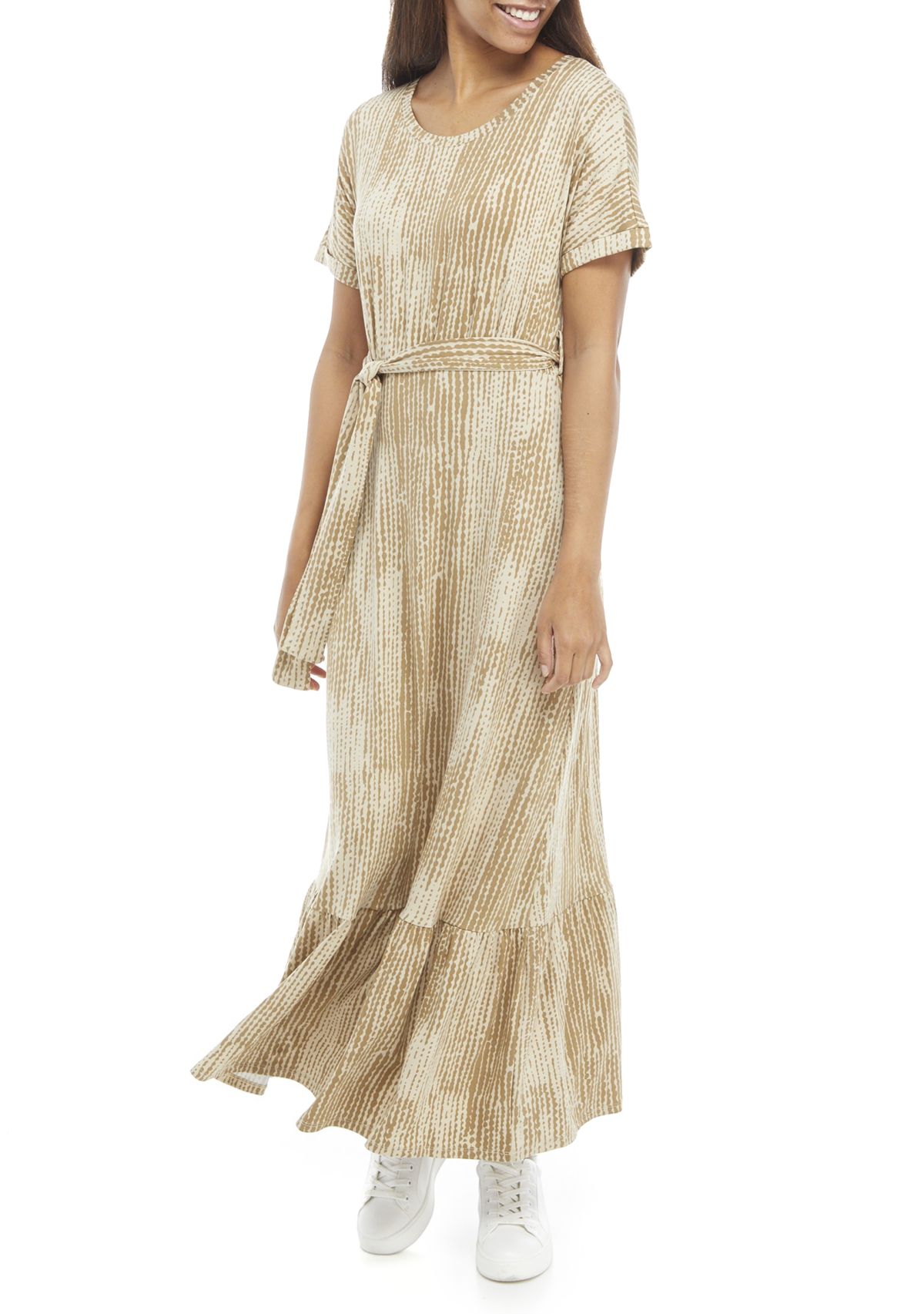 Womens Dolman Sleeve Tie Waist Maxi Dress