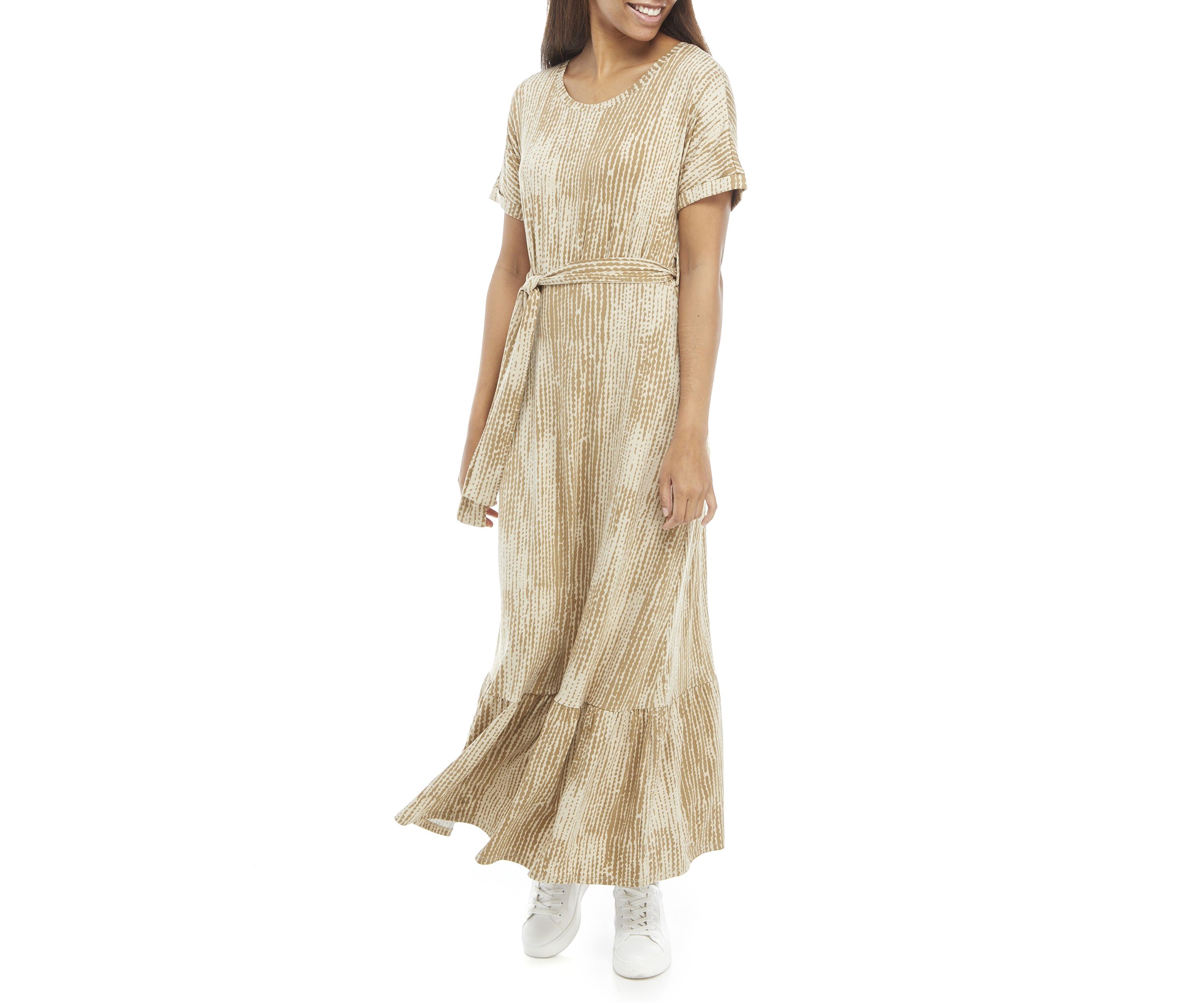 Womens Dolman Sleeve Tie Waist Maxi Dress