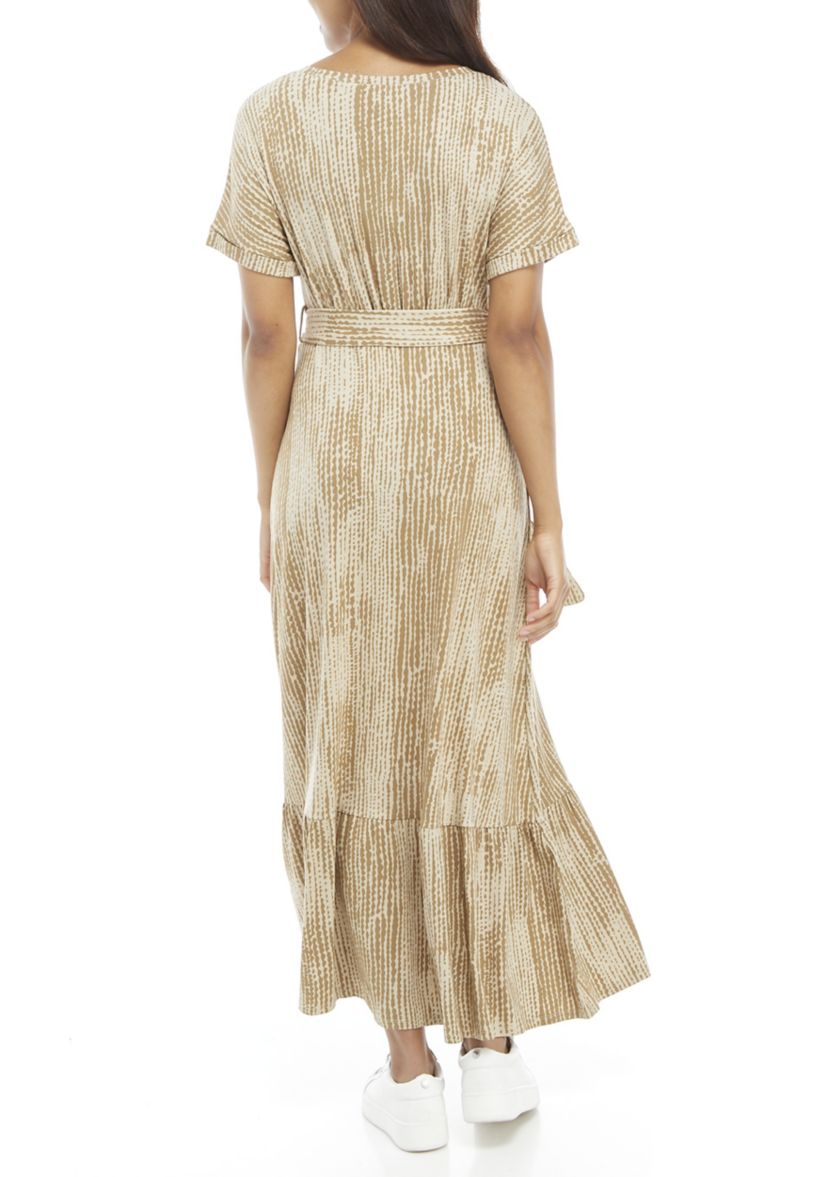 Womens Dolman Sleeve Tie Waist Maxi Dress