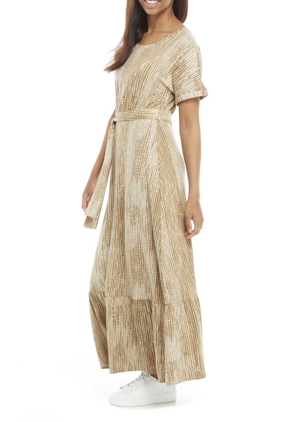 Womens Dolman Sleeve Tie Waist Maxi Dress