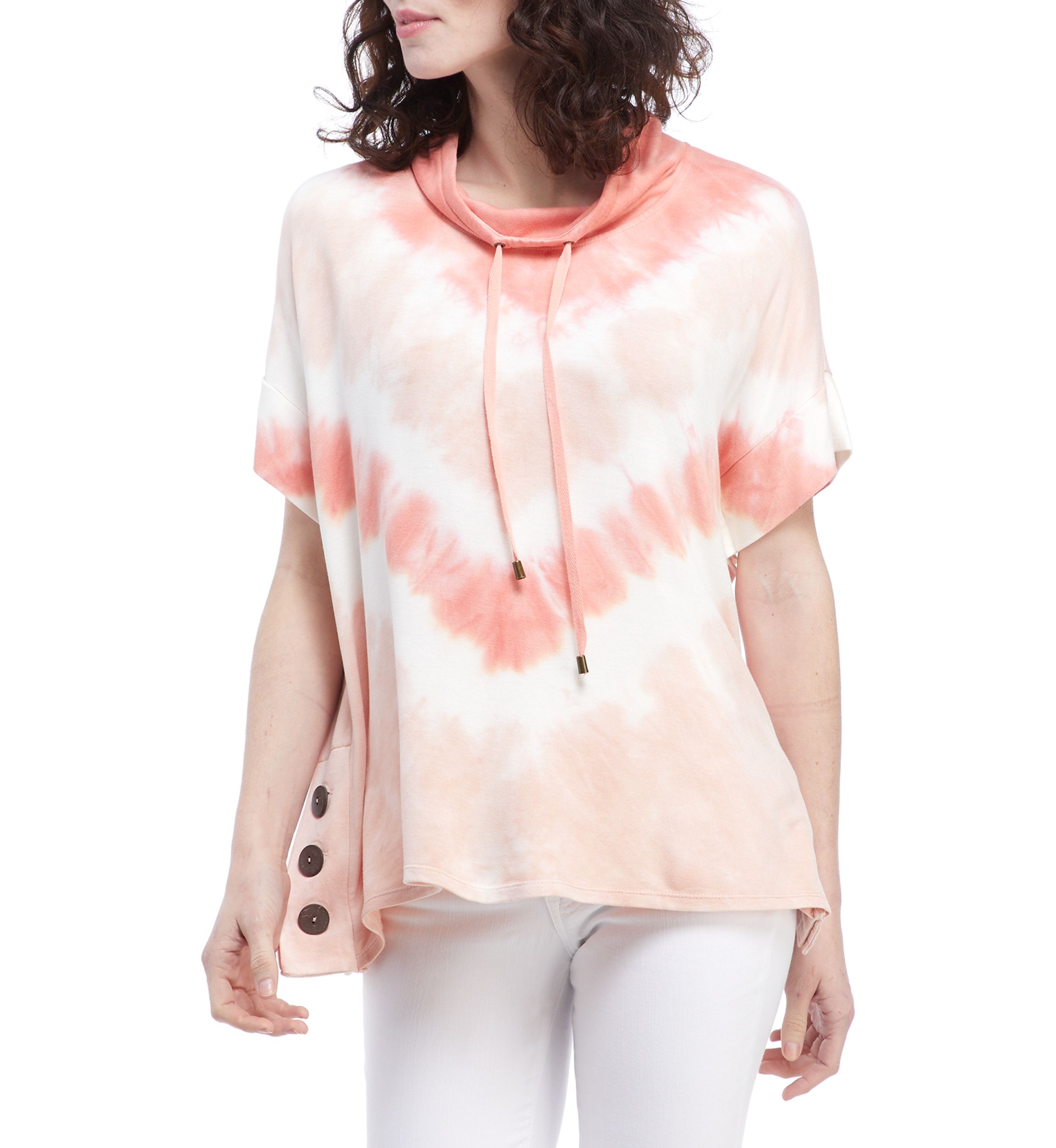  Studio Womens Tie Dye Hooded Tunic 