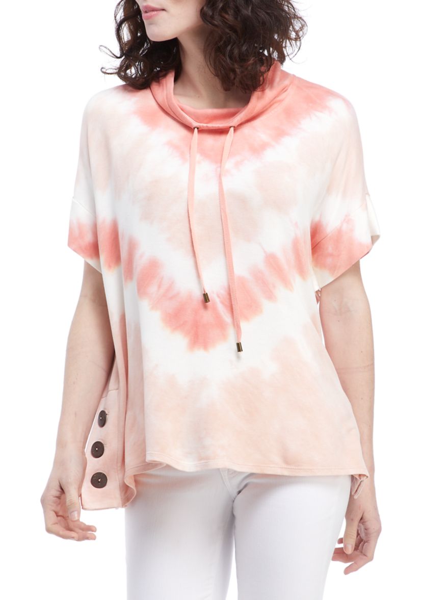  Studio Womens Tie Dye Hooded Tunic 