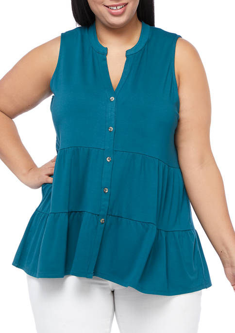 New Directions® Plus Size Sleeveless Crepe Tiered Tunic