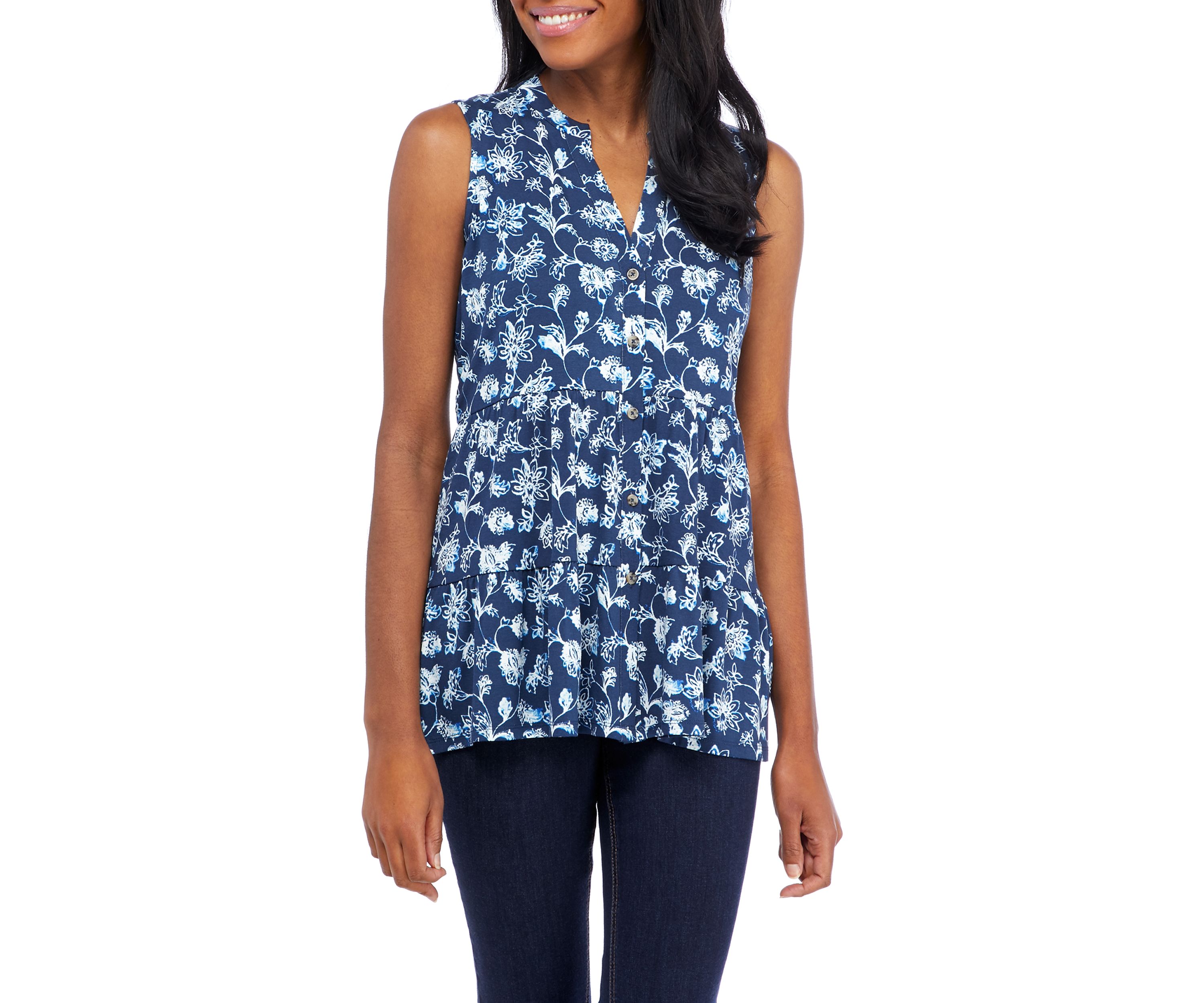 Petite Sleeveless Crepe Tunic