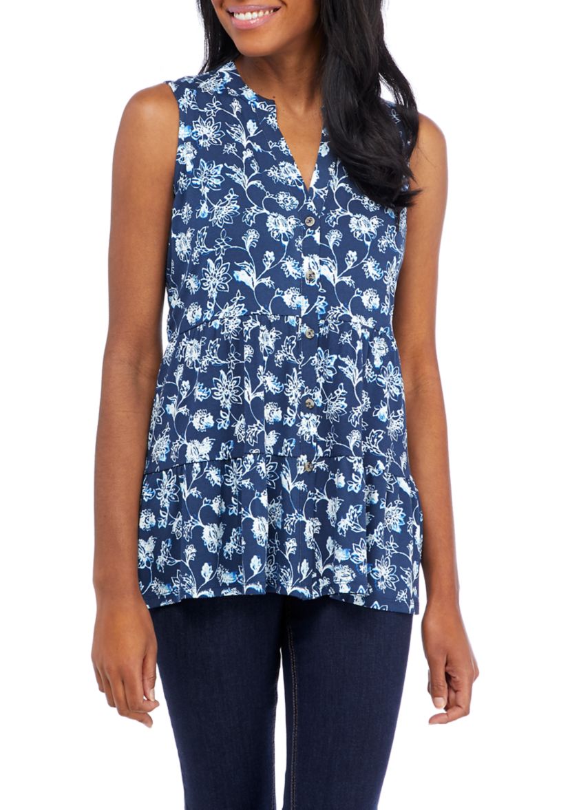 Petite Sleeveless Crepe Tunic