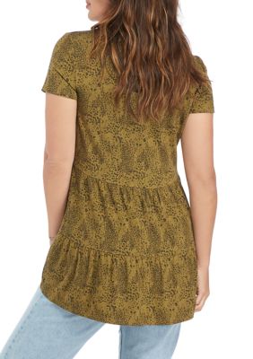 Women's Short Sleeve Julianna Crepe Button Down Tunic